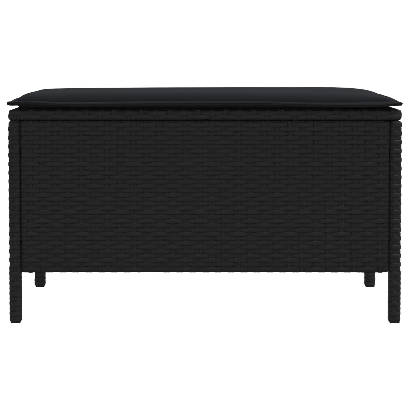 Kerti lábtartó párnával fekete 80 x 38 x 45 cm pe rattan
