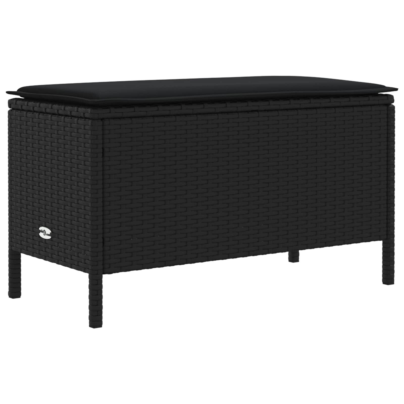 Kerti lábtartó párnával fekete 80 x 38 x 45 cm pe rattan