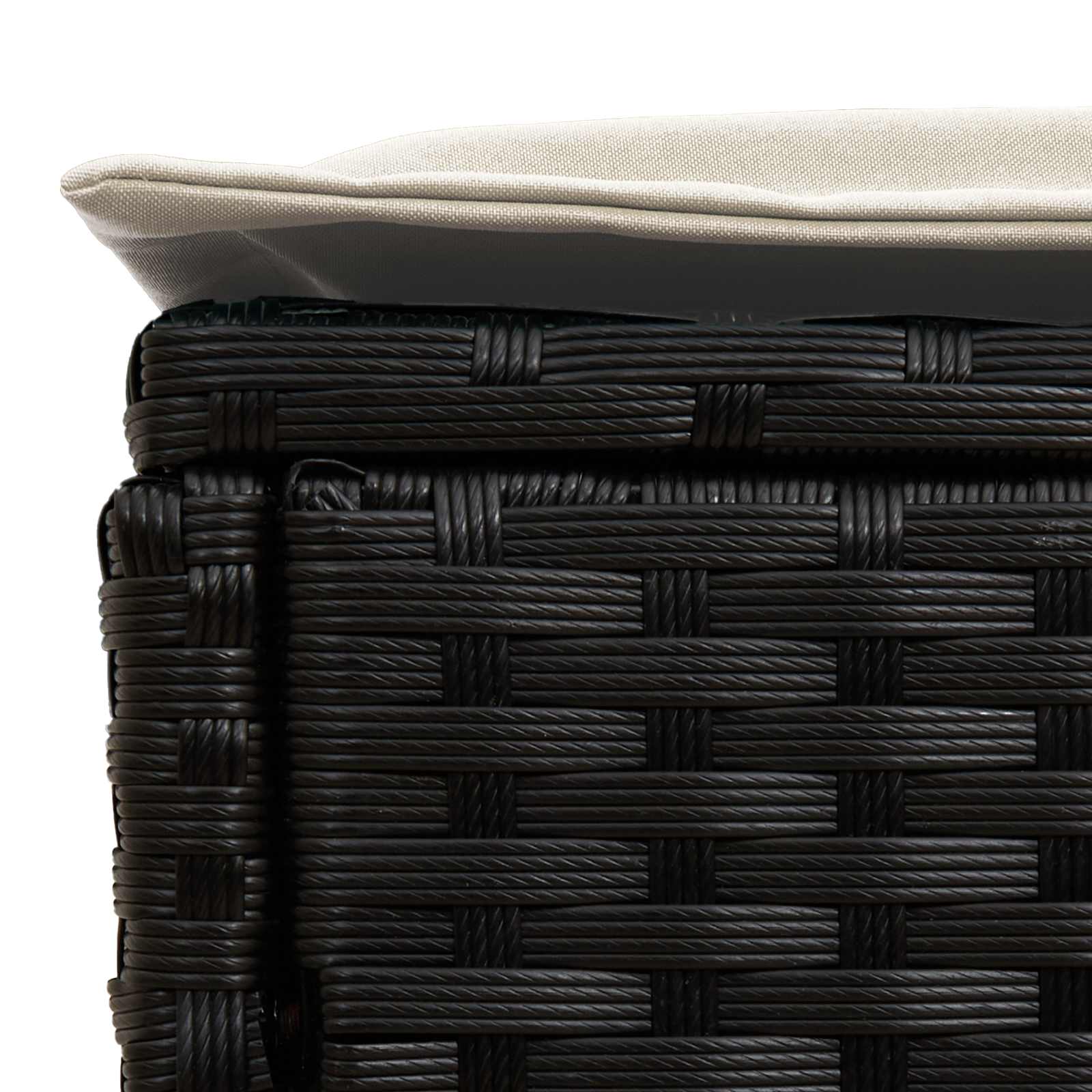 Kerti lábtartó fekete és krém 80 x 38 x 45 cm pe rattan