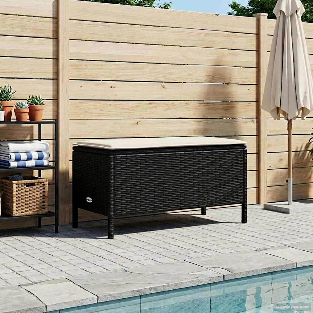 Kerti lábtartó fekete és krém 80 x 38 x 45 cm pe rattan