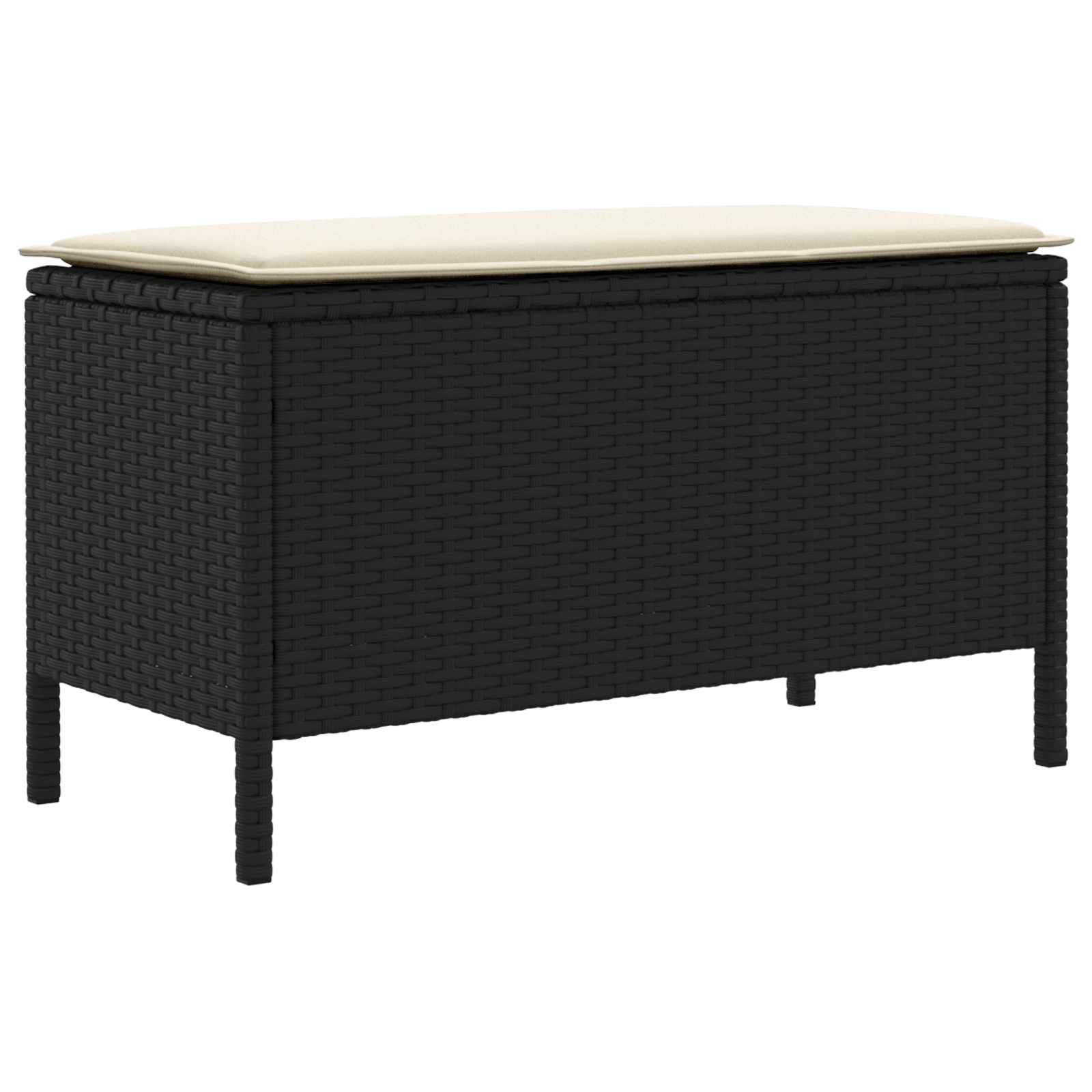 Kerti lábtartó fekete és krém 80 x 38 x 45 cm pe rattan
