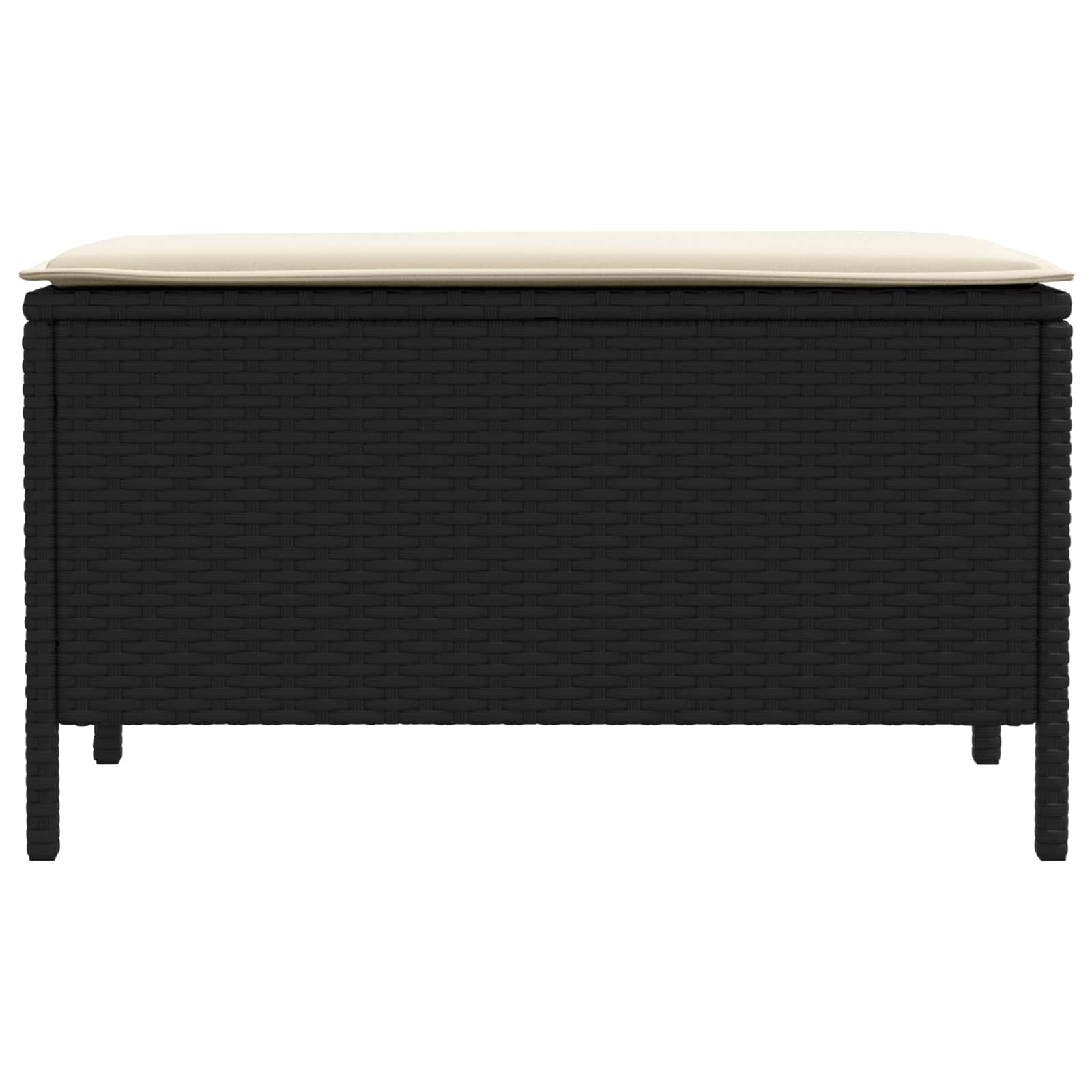 Kerti lábtartó fekete és krém 80 x 38 x 45 cm pe rattan