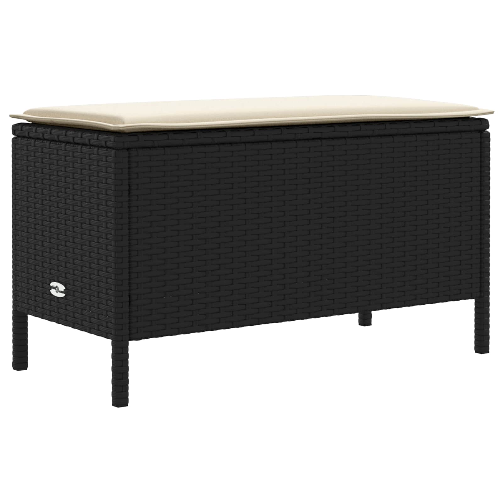 Kerti lábtartó fekete és krém 80 x 38 x 45 cm pe rattan