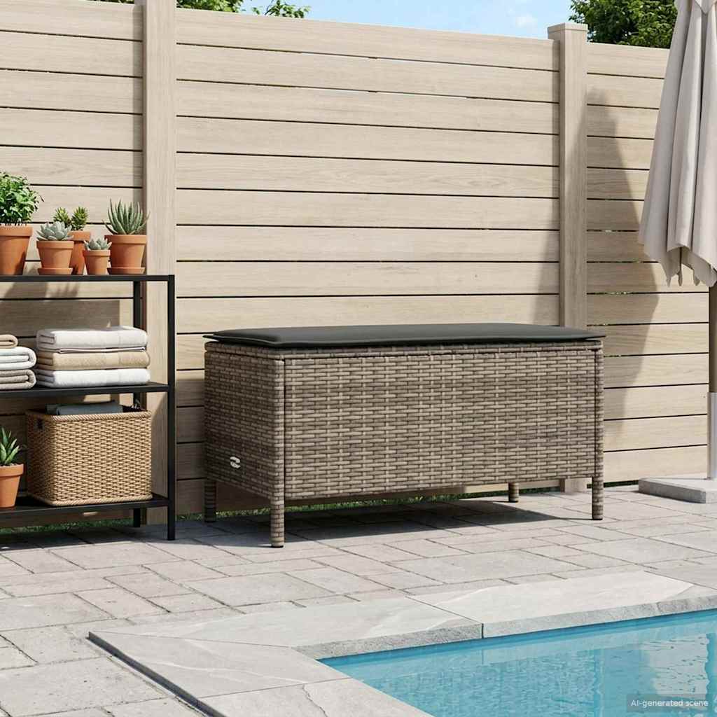 Kerti lábtartó szürke és sötétszürke 80 x 38 x 45 cm pe rattan