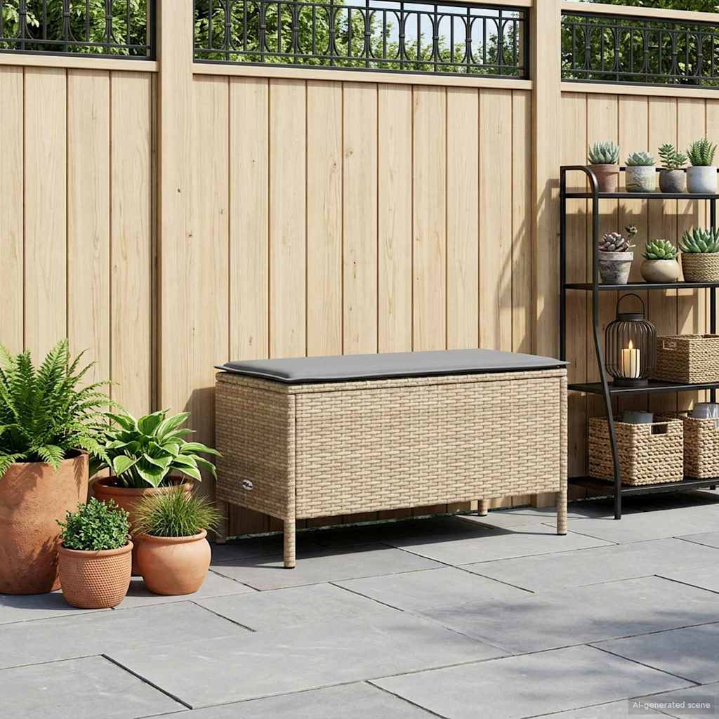 Kerti lábtartó beige és világosszürke 80 x 38 x 42 cm pe rattan