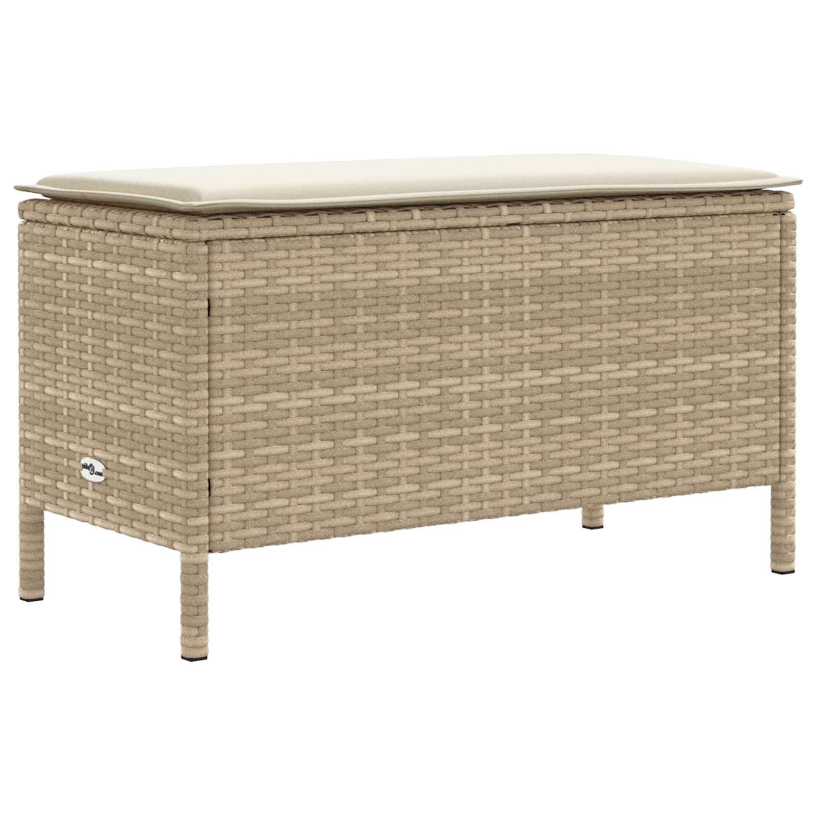 Kerti lábtartó párnával beige és krém 80 x 38 x 42 cm pe rattan