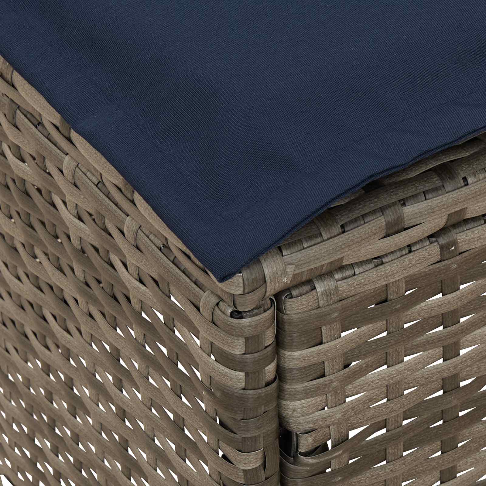 Kerti lábtartó szürke és sötétkék 80 x 38 x 42 cm pe rattan