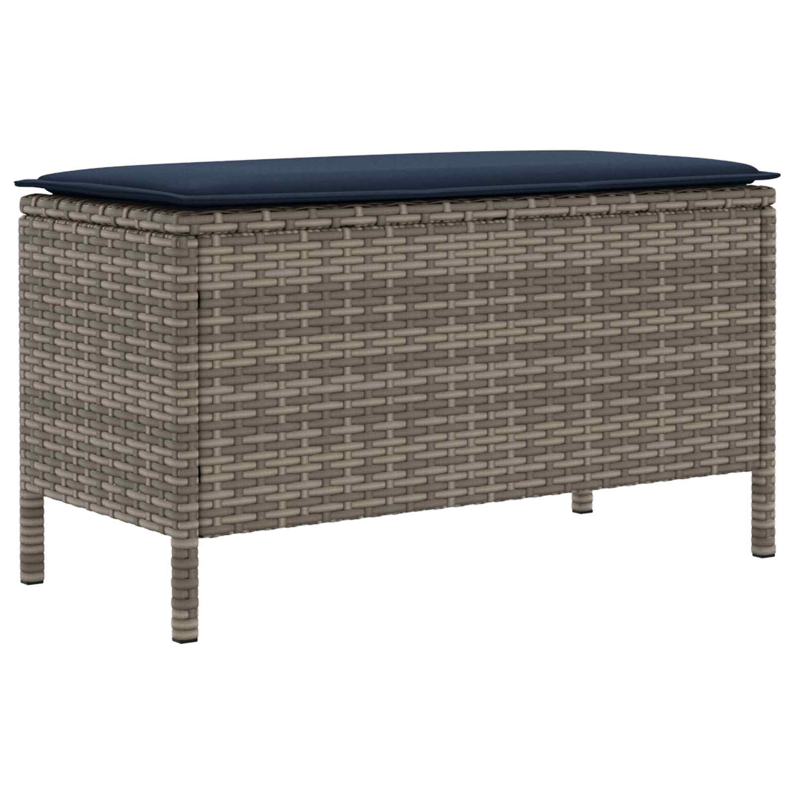 Kerti lábtartó szürke és sötétkék 80 x 38 x 42 cm pe rattan