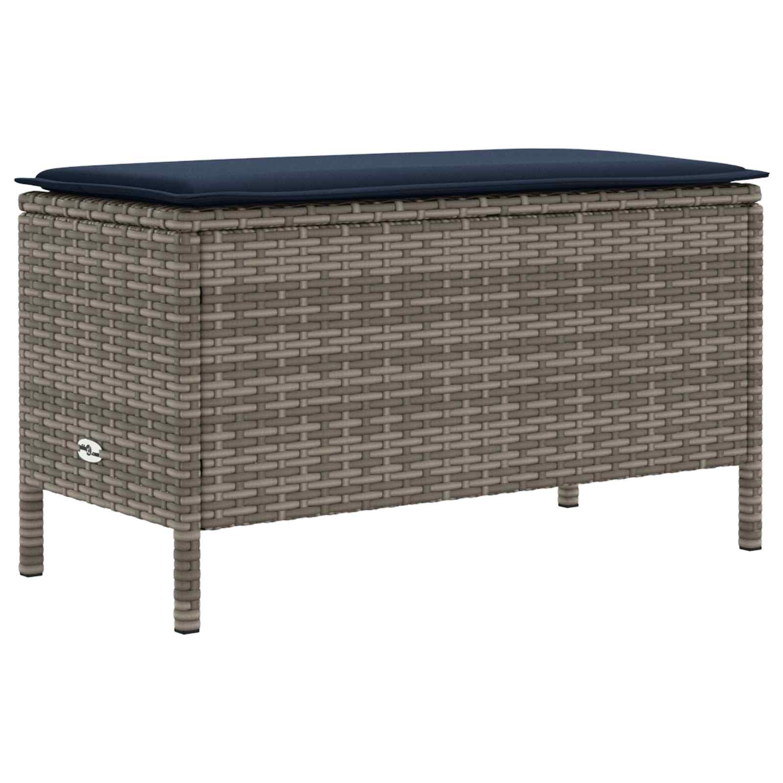 Kerti lábtartó szürke és sötétkék 80 x 38 x 42 cm pe rattan