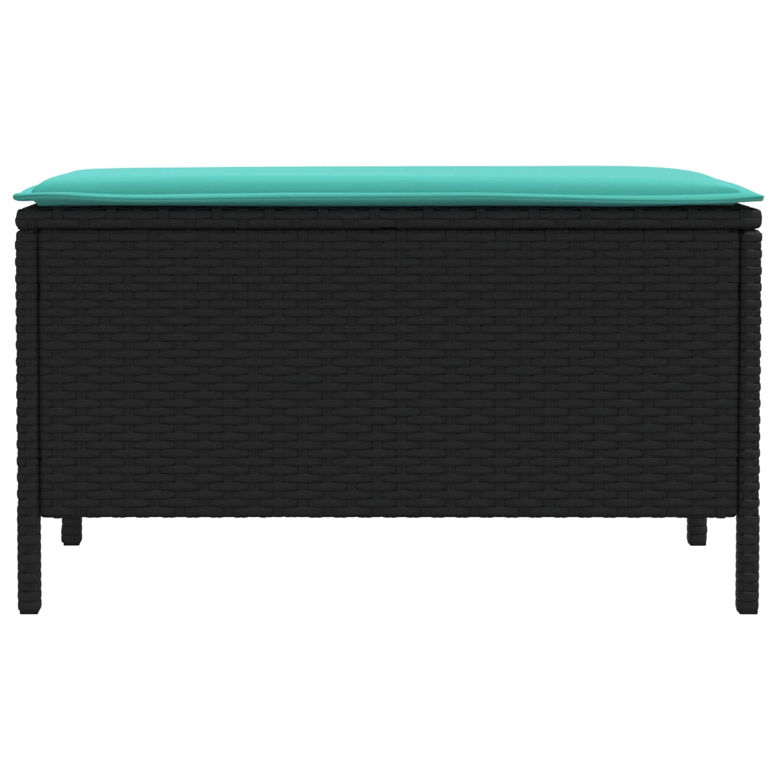 Kerti lábtartó fekete és türkiz 80 x 38 x 42 cm pe rattan