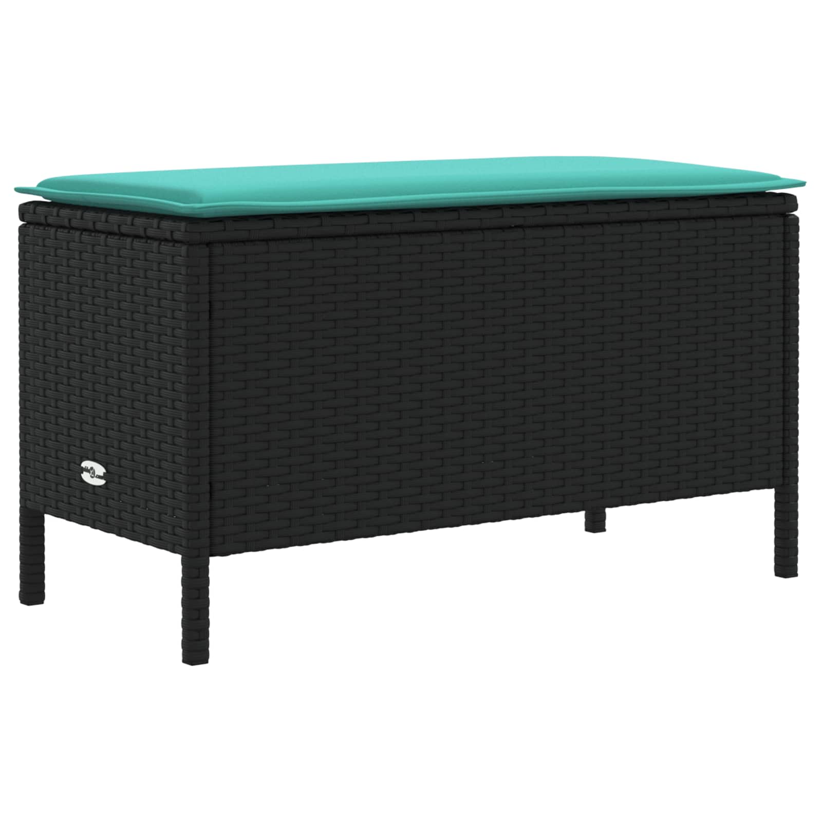 Kerti lábtartó fekete és türkiz 80 x 38 x 42 cm pe rattan