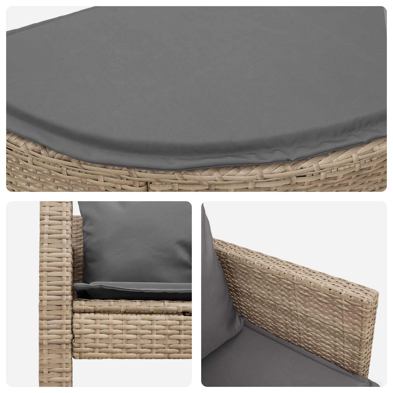 Kerti kanapé párnával 8 pcs beige és világosszürke polirattan