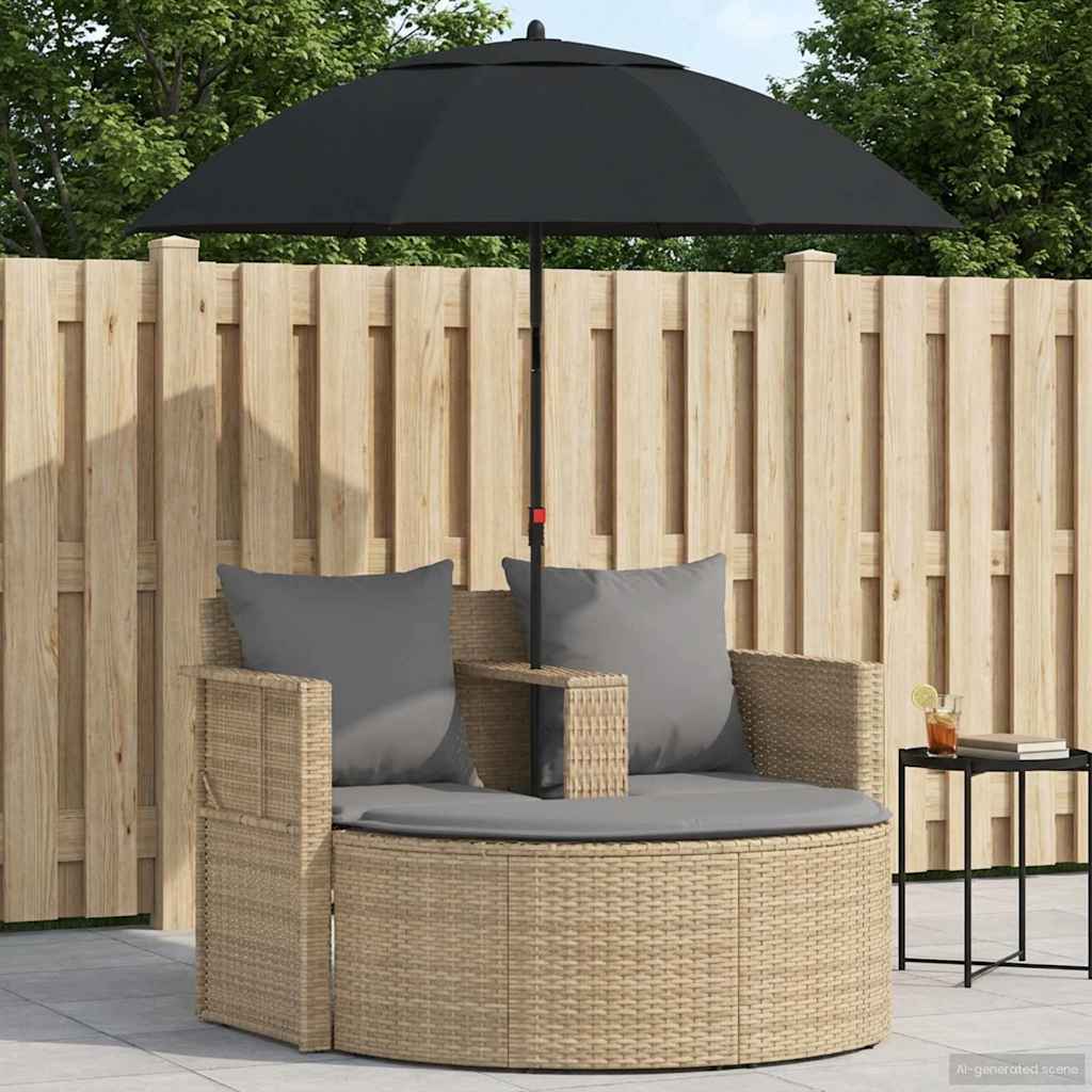 Kerti kanapé párnával 8 pcs beige és világosszürke polirattan