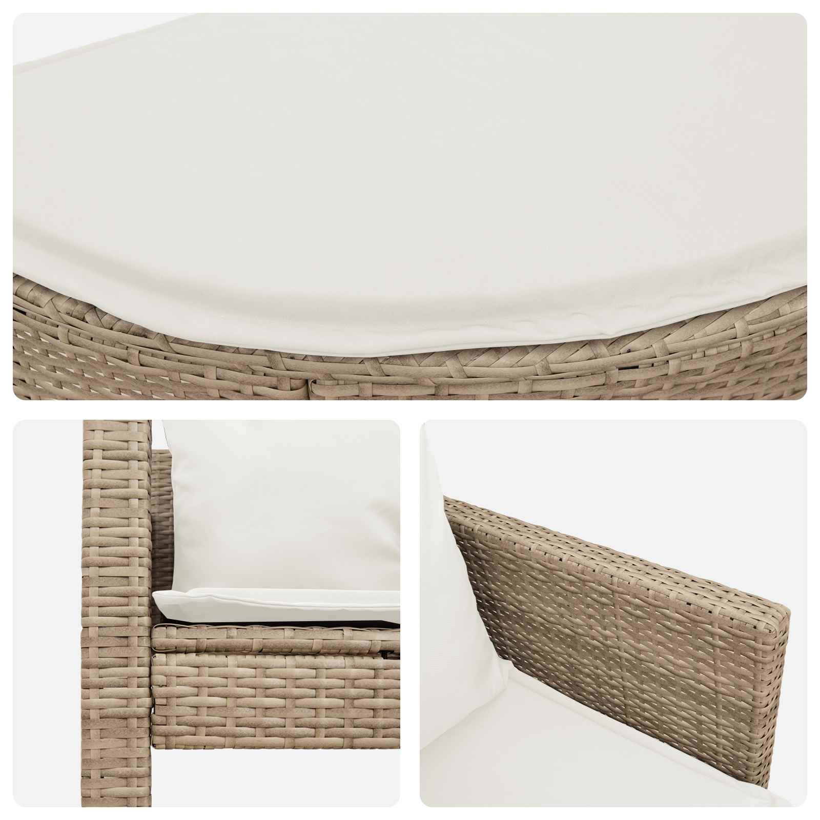 Kerti kanapé párnával 8 pcs beige és krémszínű polirattan