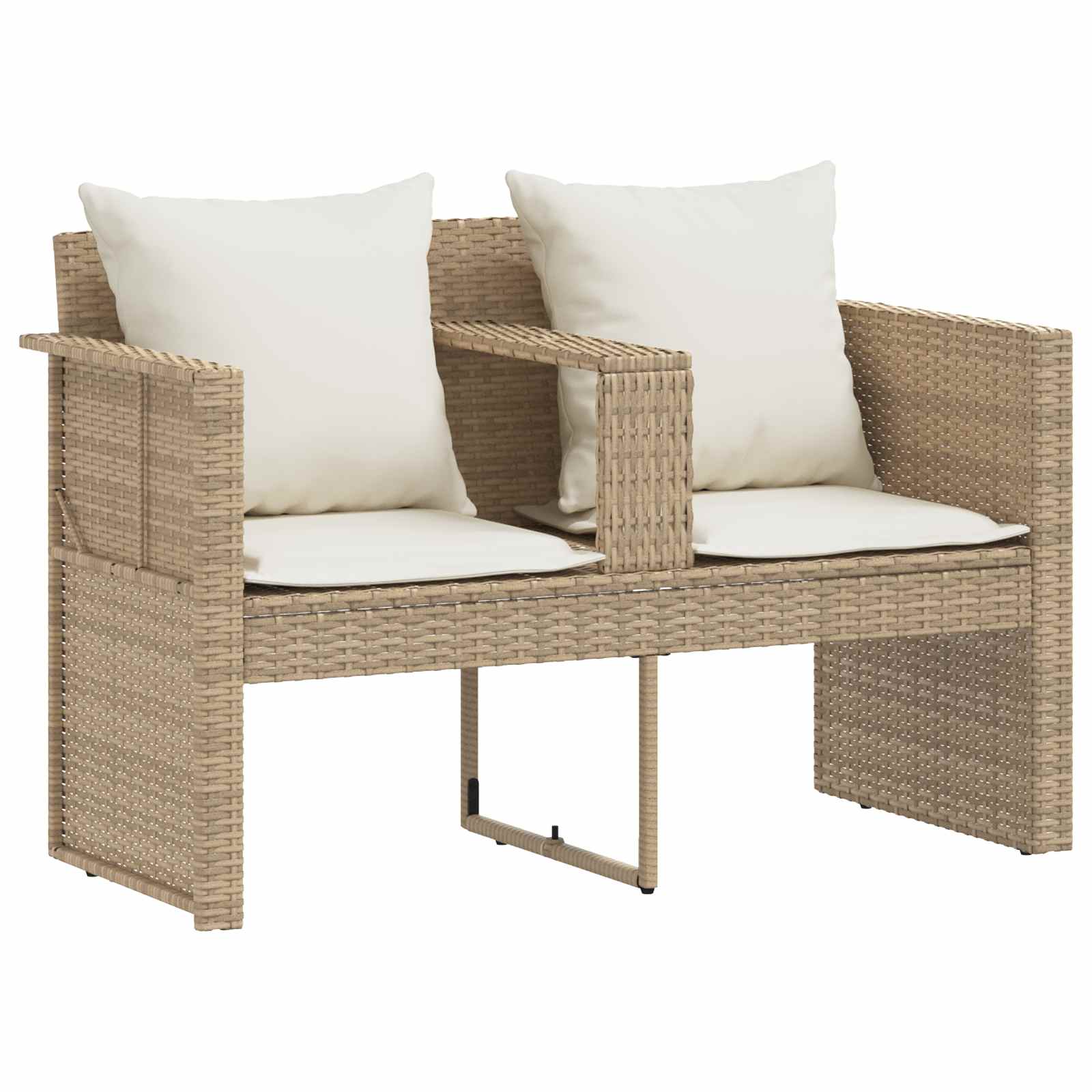 Kerti kanapé párnával 8 pcs beige és krémszínű polirattan
