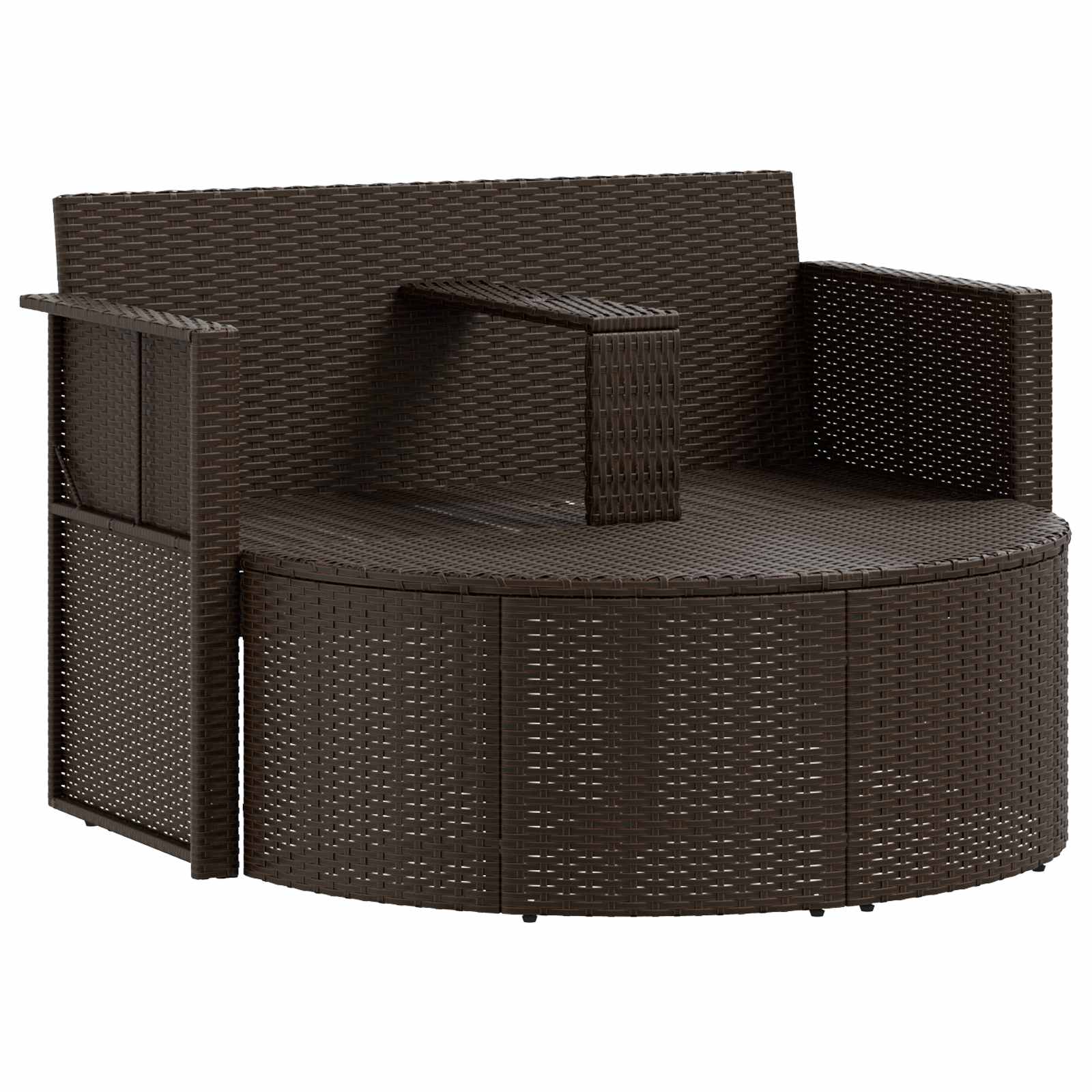 Kerti kanapé barna és piros 168 x 168 x 180 cm polirattan