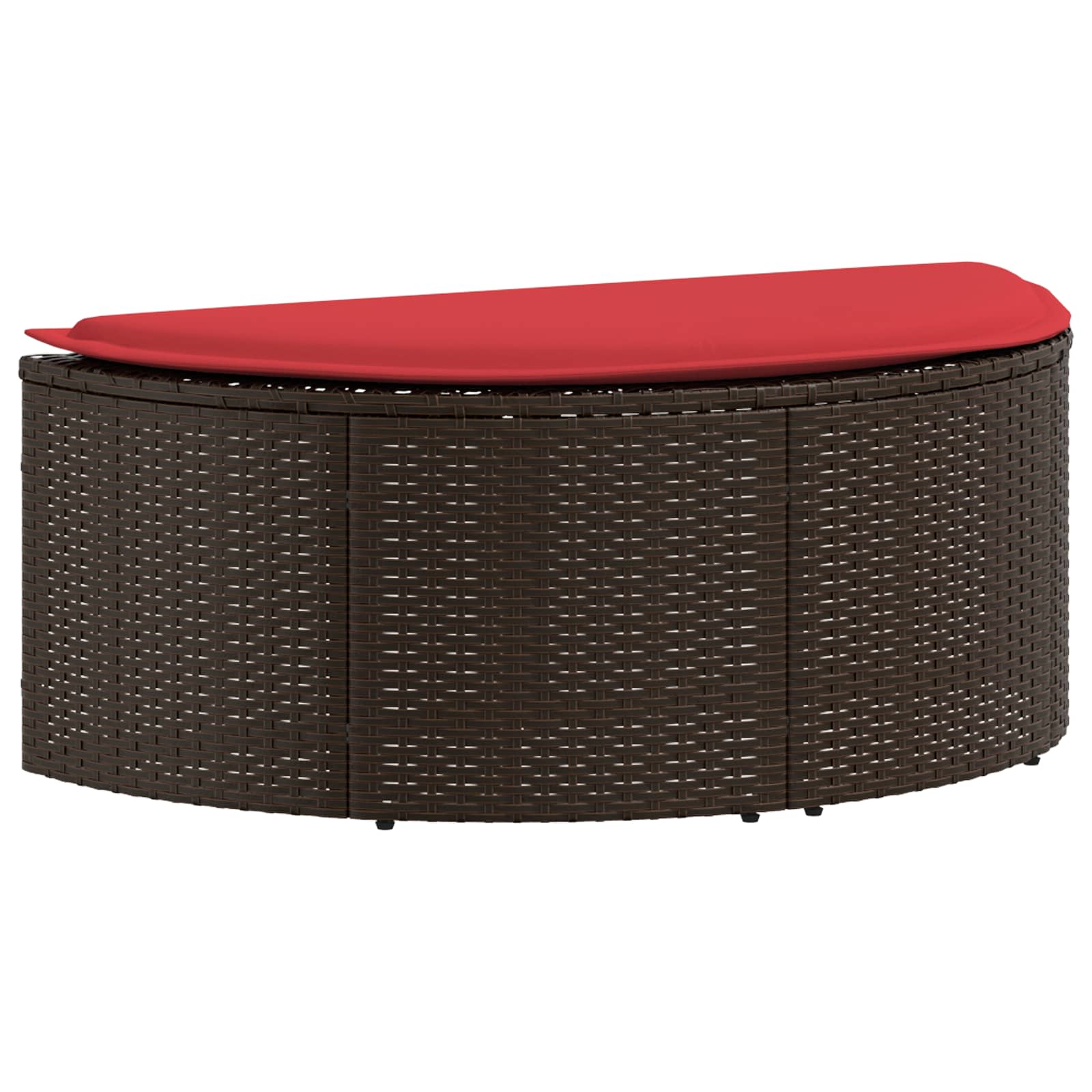 Kerti kanapé barna és piros 168 x 168 x 180 cm polirattan