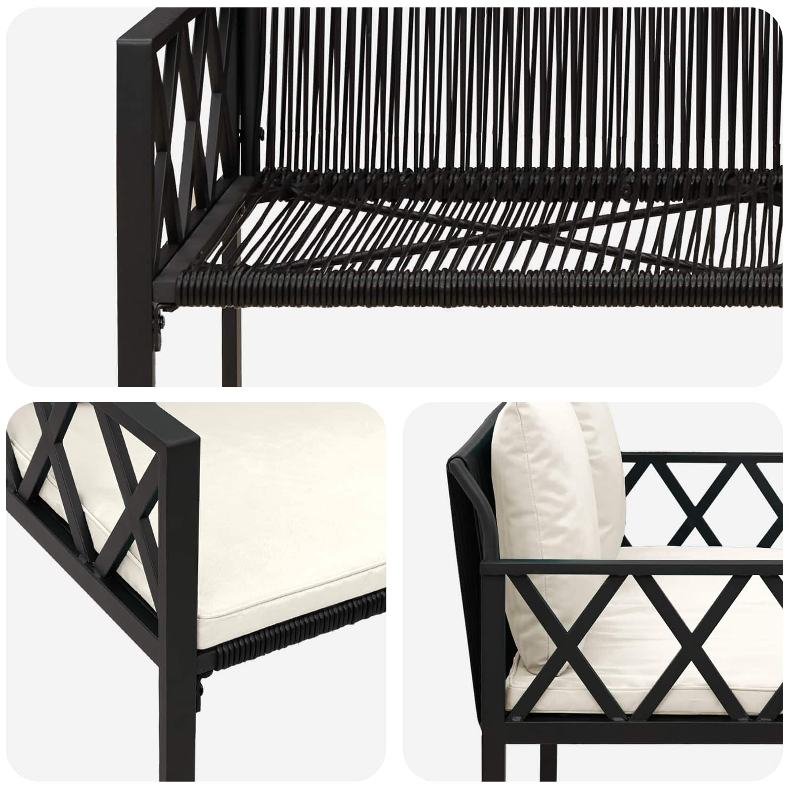 Kültéri padok 2 -seater 116 x 56 x 75 cm polirattan