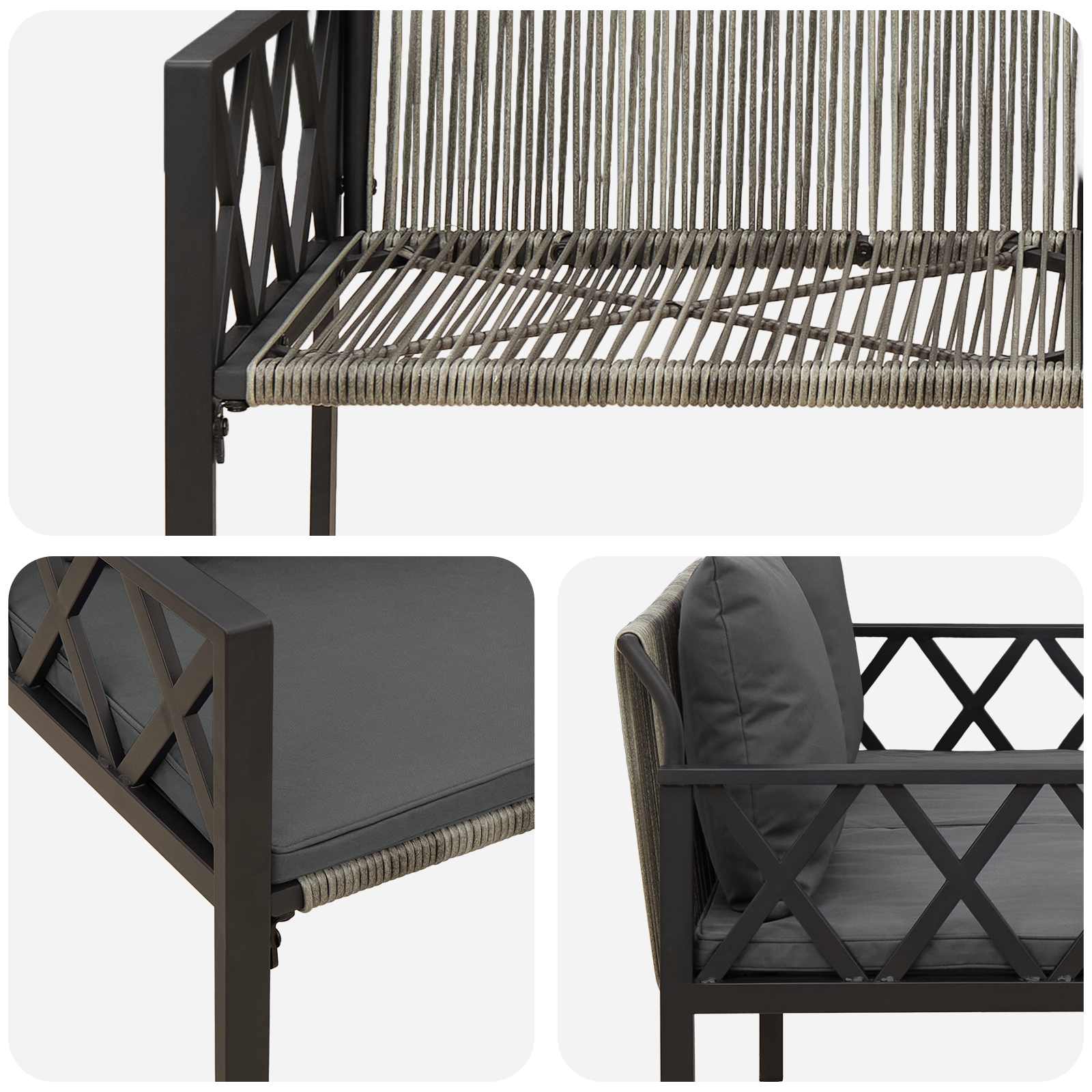 Kültéri padok 2 -seater 116 x 56 x 75 cm polirattan