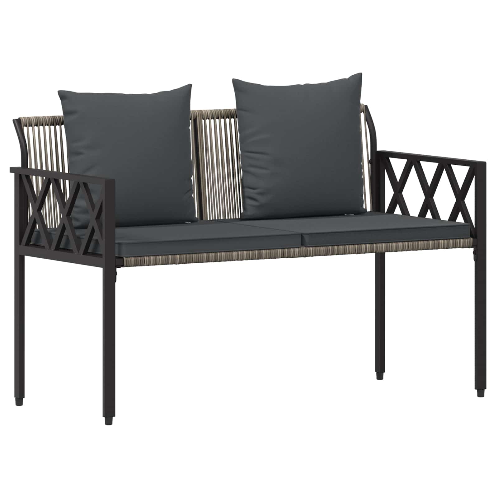 Kültéri padok 2 -seater 116 x 56 x 75 cm polirattan