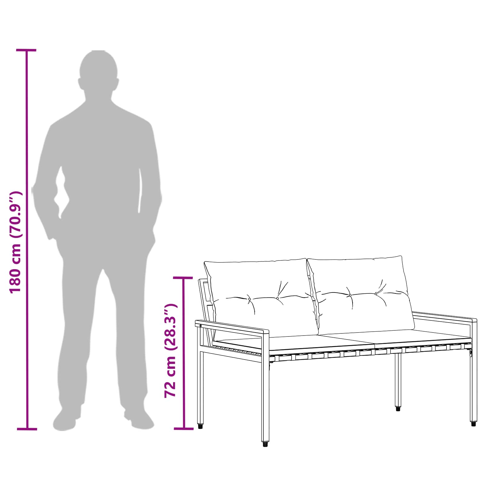 Kerti pad 2 -seater 116 x 67,5 x 72 cm polirattan krémfehér
