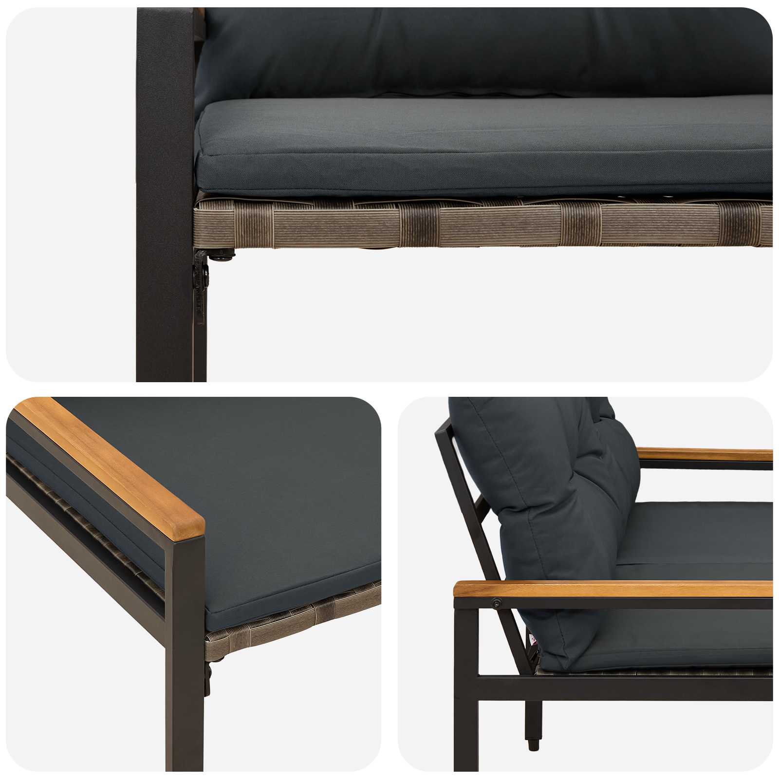 Kerti pad 2 -seater 116 x 67,5 x 72 cm polirattan sötétszürke