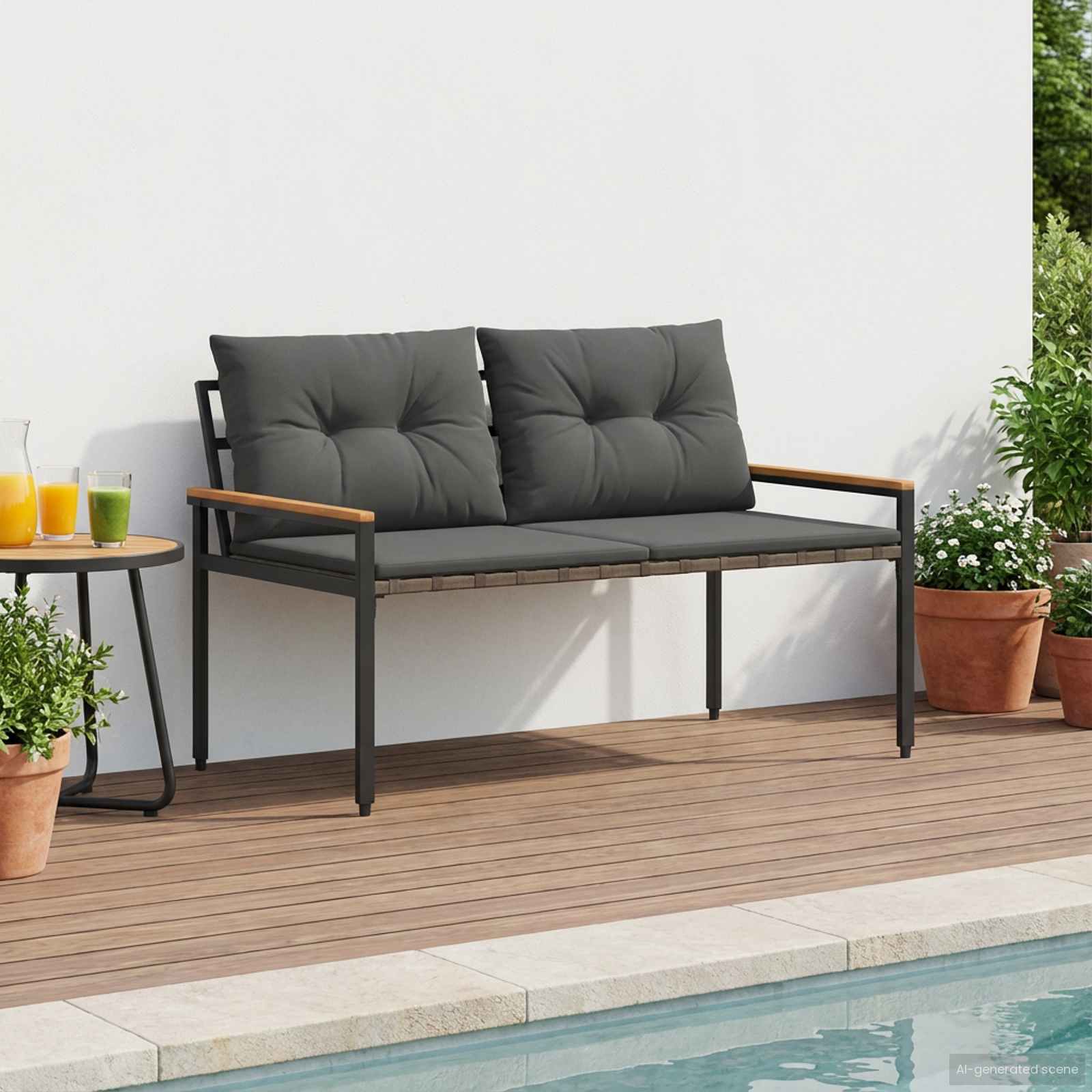 Kerti pad 2 -seater 116 x 67,5 x 72 cm polirattan sötétszürke