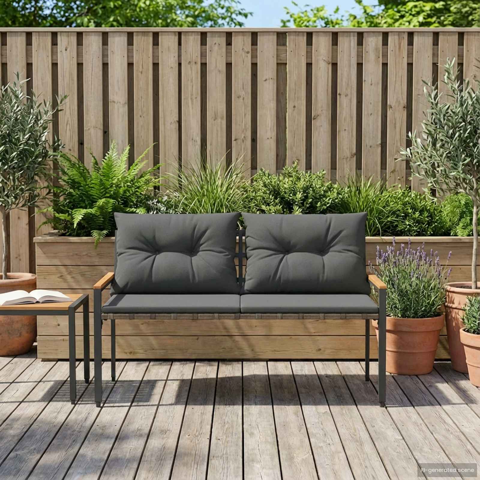 Kerti pad 2 -seater 116 x 67,5 x 72 cm polirattan sötétszürke