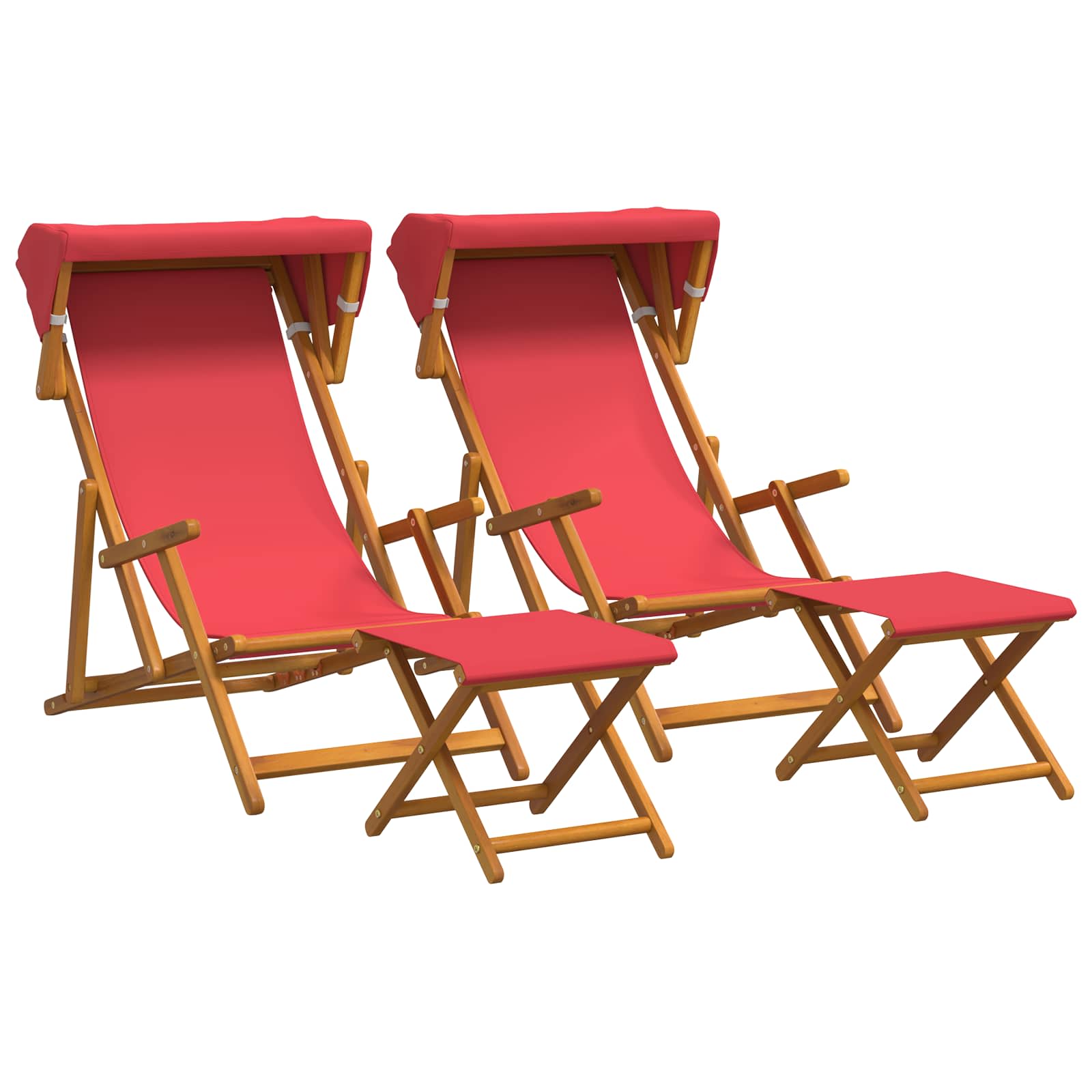 Hintaágy 4 pcs 3 pozíció tömör eukaliptusz fa piros