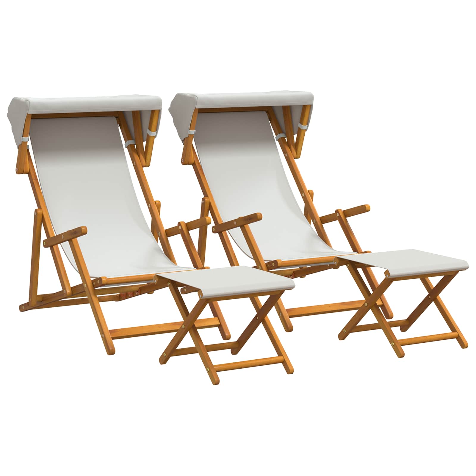 Hintaágy 4 pcs 3 pozíció tömör eukaliptusz fa krémszínű