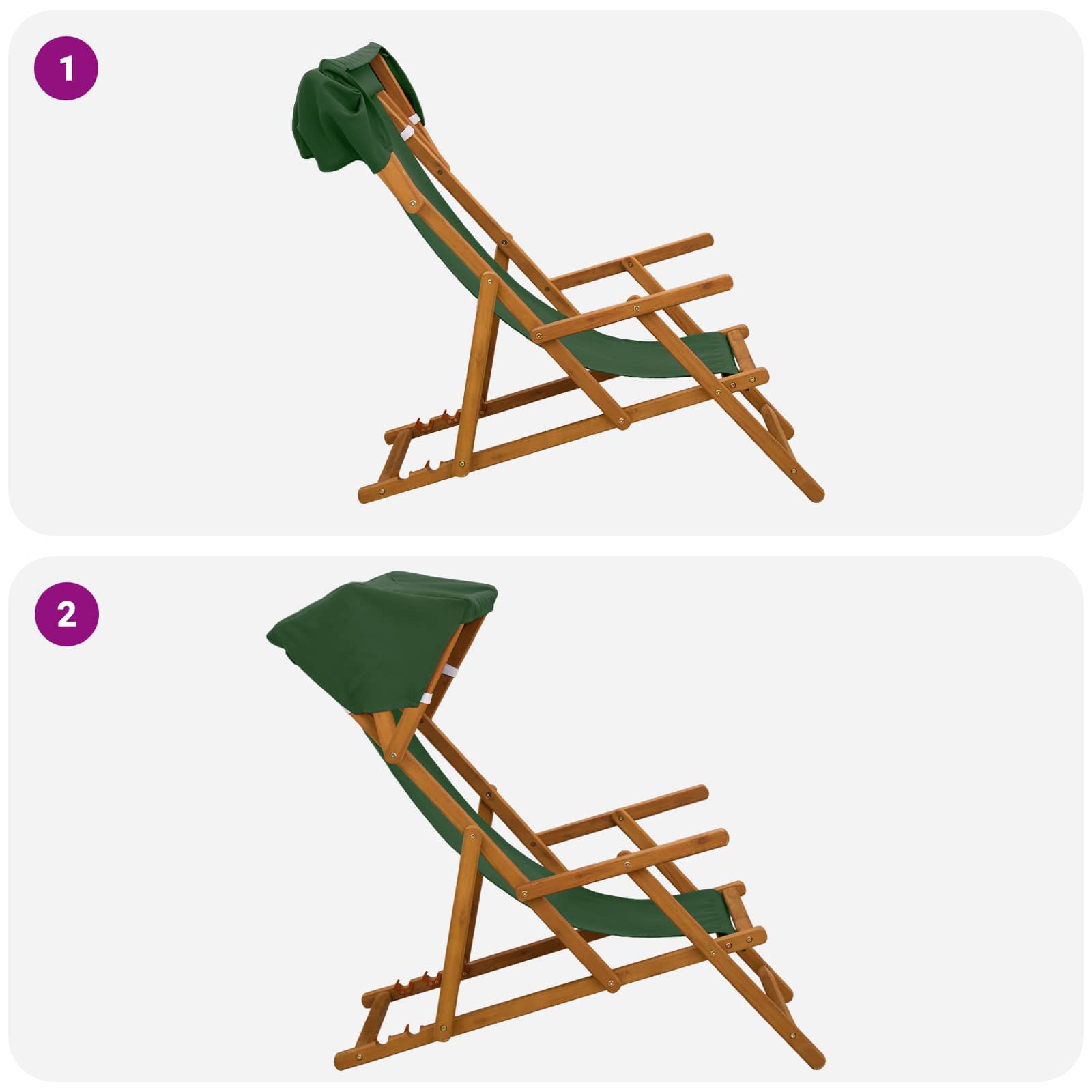 Hintaágy 4 pcs 3 pozíció tömör eukaliptusz fa zöld