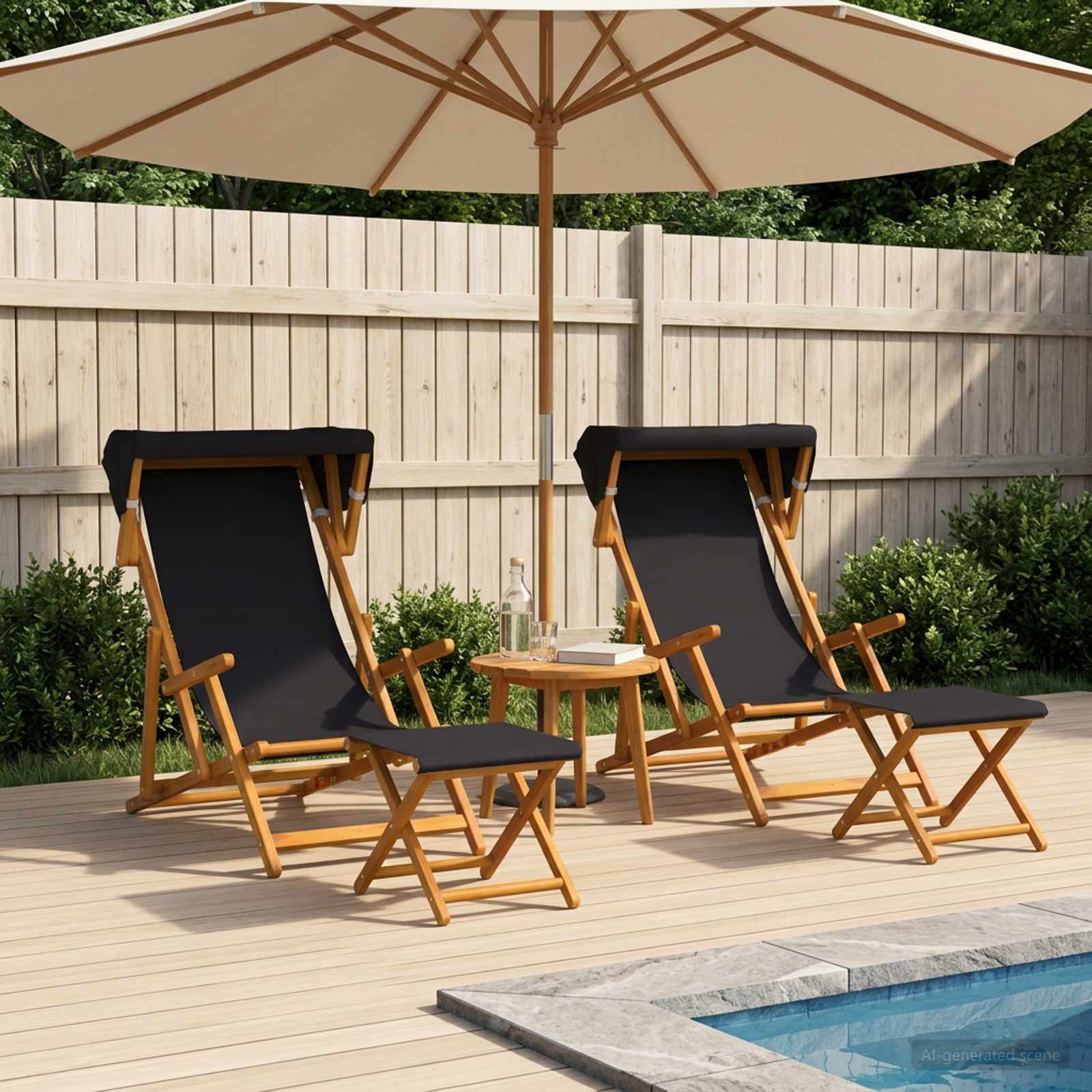 Hintaágy 4 pcs 3 pozíció tömör eukaliptusz fa fekete