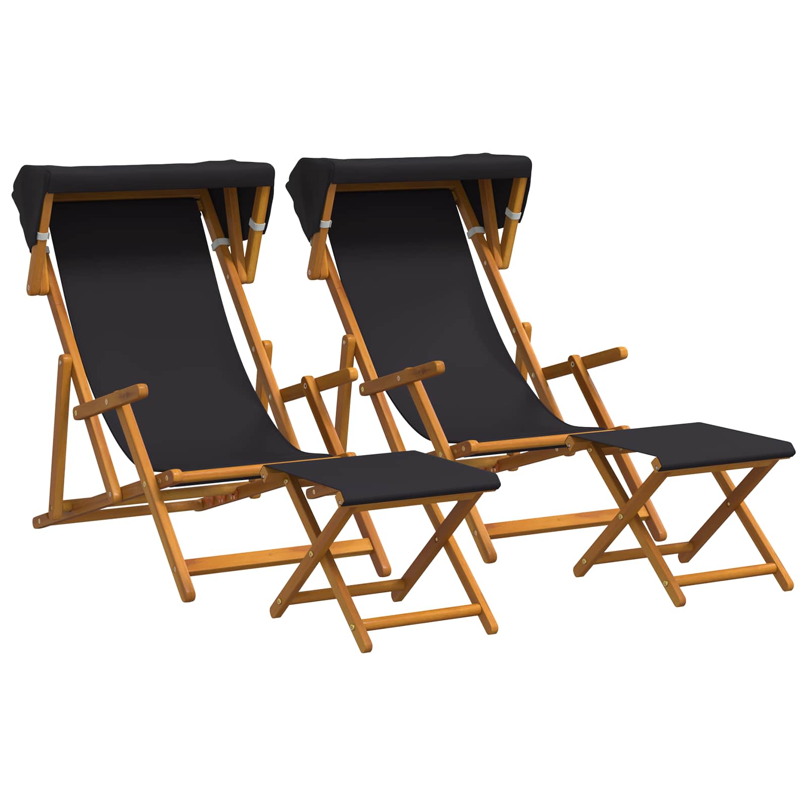 Hintaágy 4 pcs 3 pozíció tömör eukaliptusz fa fekete