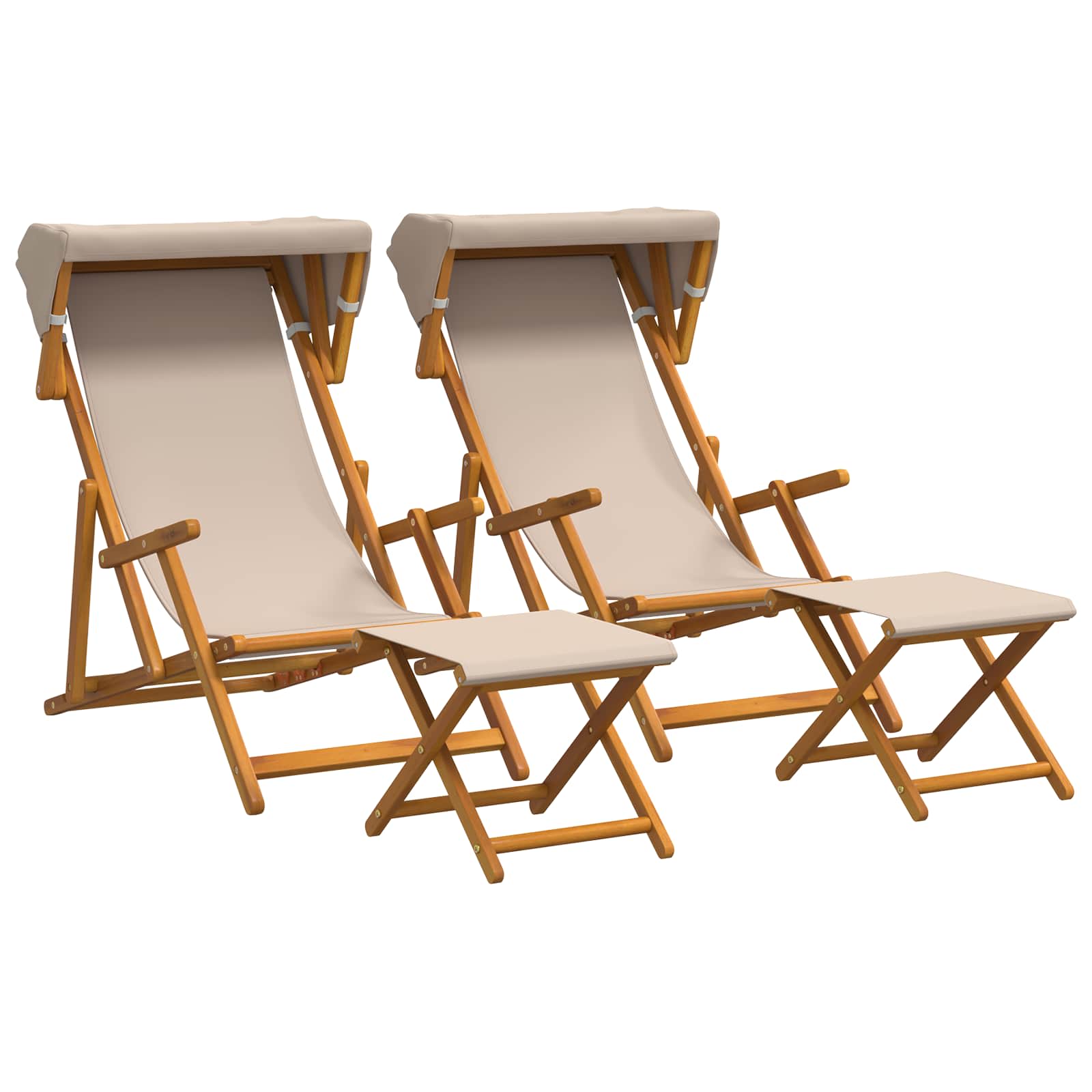 Hintaágy 4 pcs 3 pozíció tömör eukaliptusz fa bézs