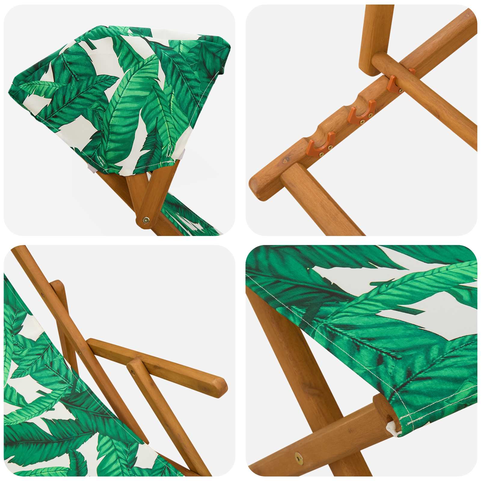 Hintaágy 4 pcs 3 pozíció tömör eukaliptusz fa levélminta