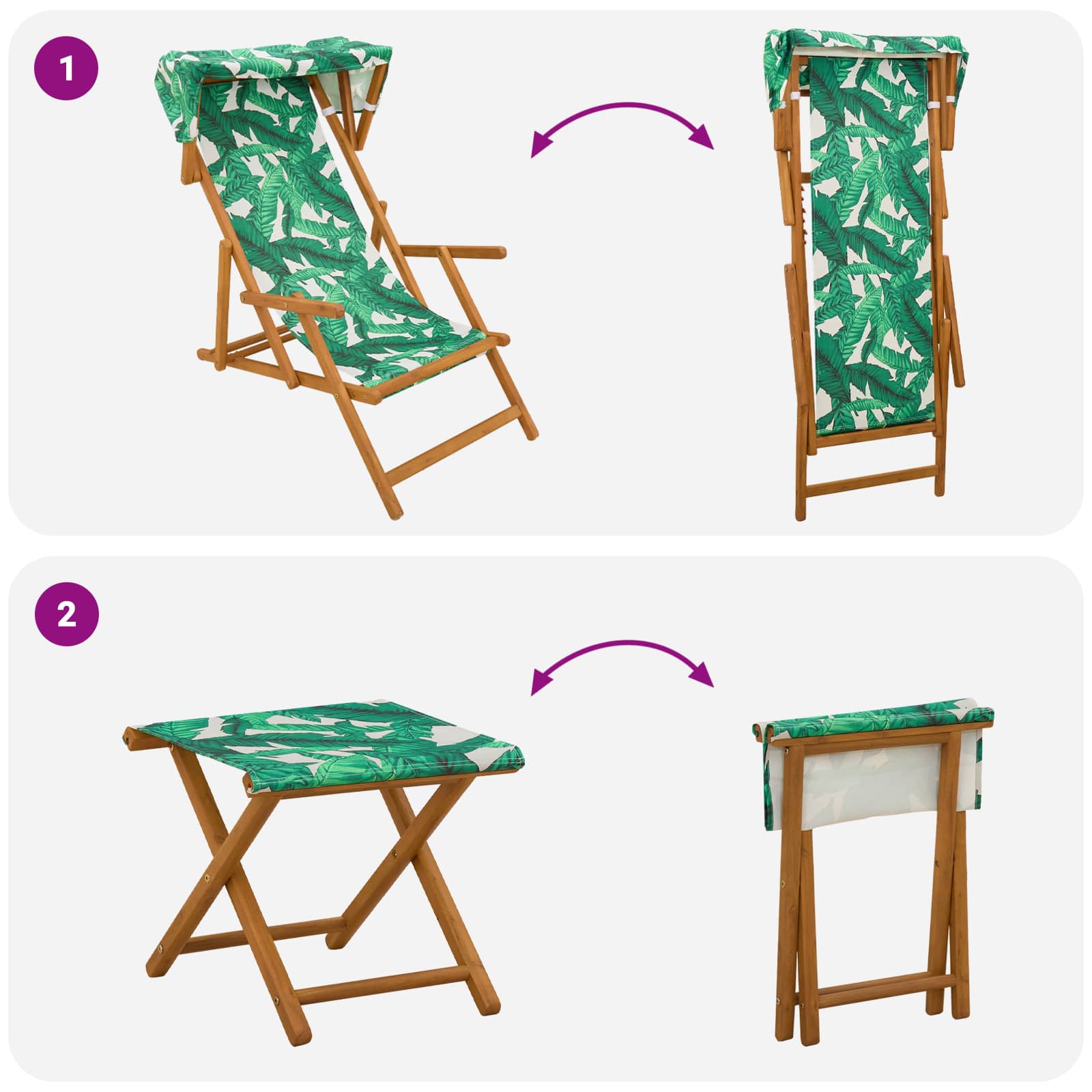 Hintaágy 4 pcs 3 pozíció tömör eukaliptusz fa levélminta