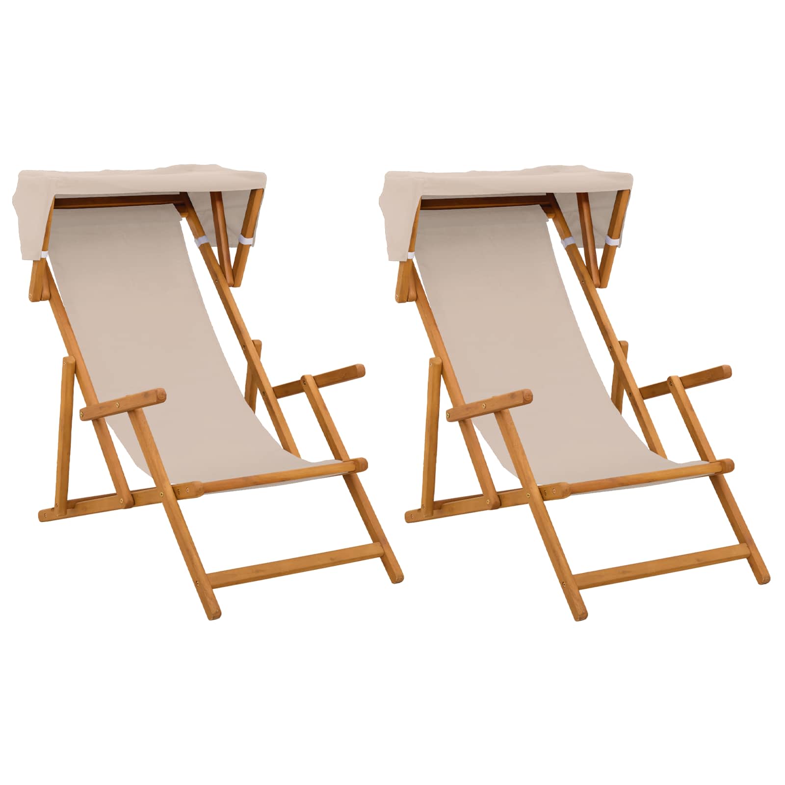Hintaágy 2 pcs 3 pozíció tömör eukaliptusz fa bézs