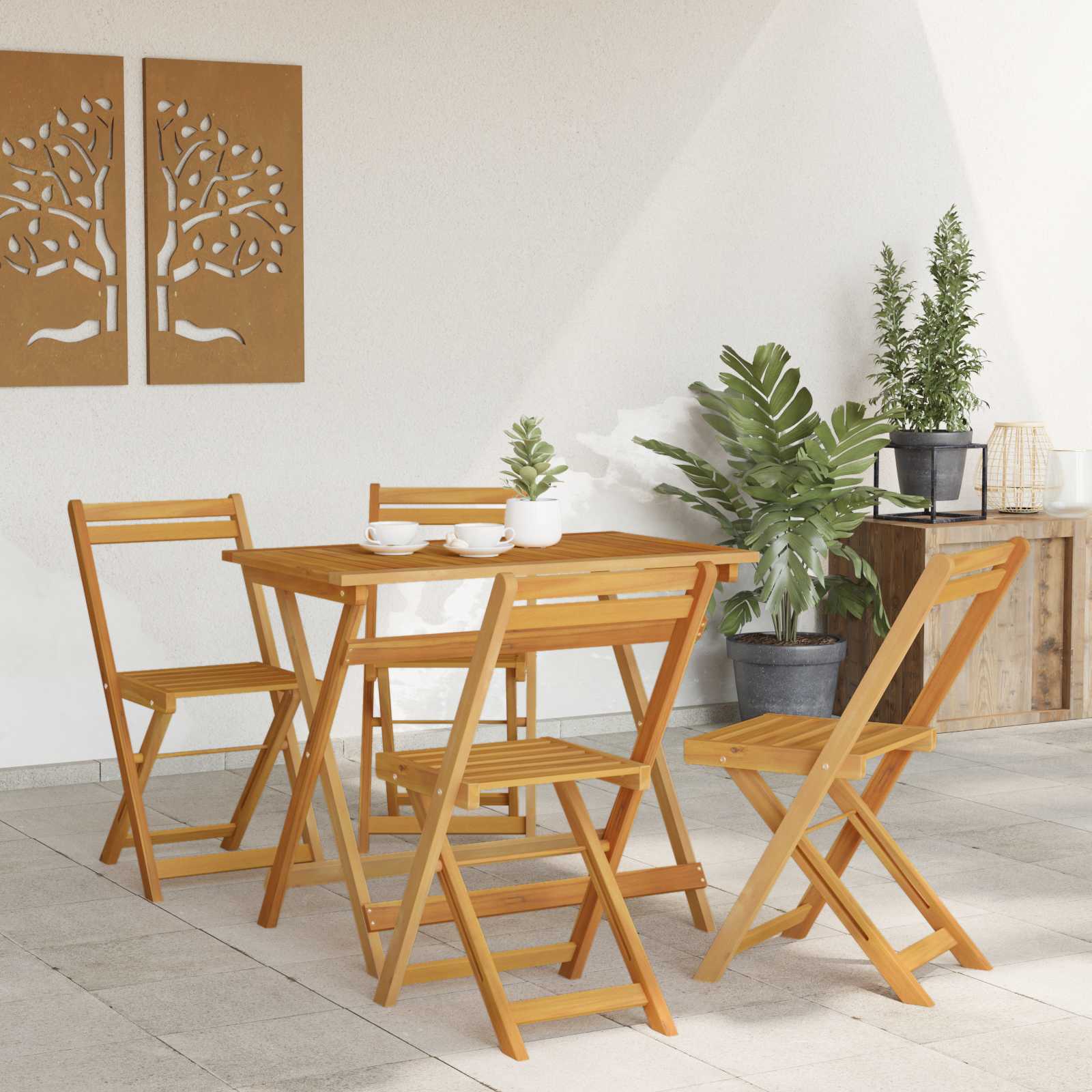 Összecsukható kerti székek 4 pcs természetes 40 x 53 x 80 cm