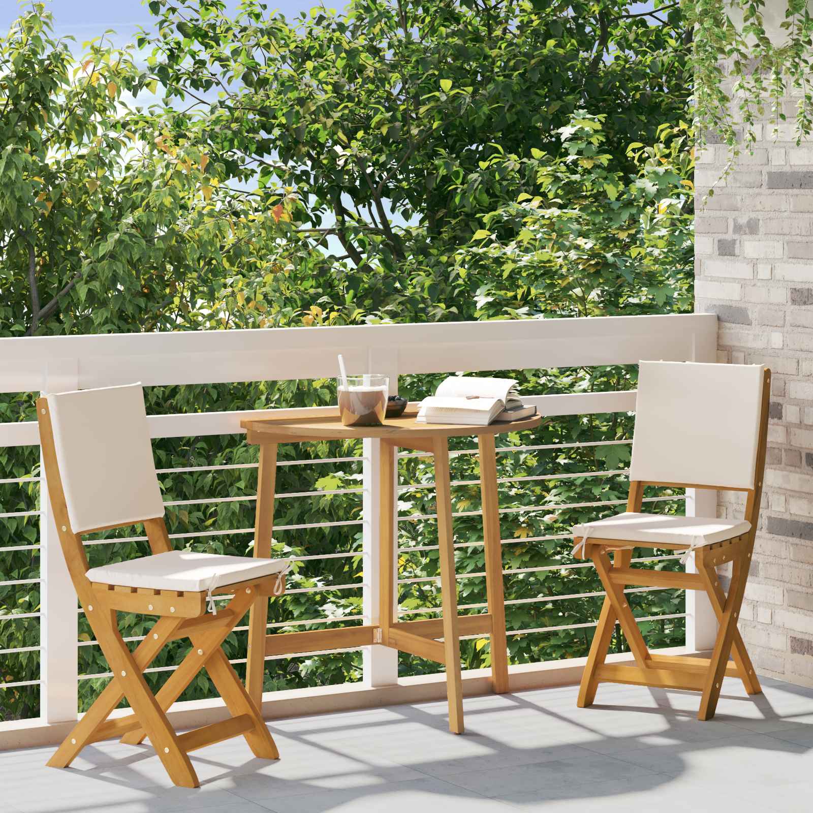 Kültéri bistro székek párnával 2 pcs krémfehér 38 x 46 x 85 cm