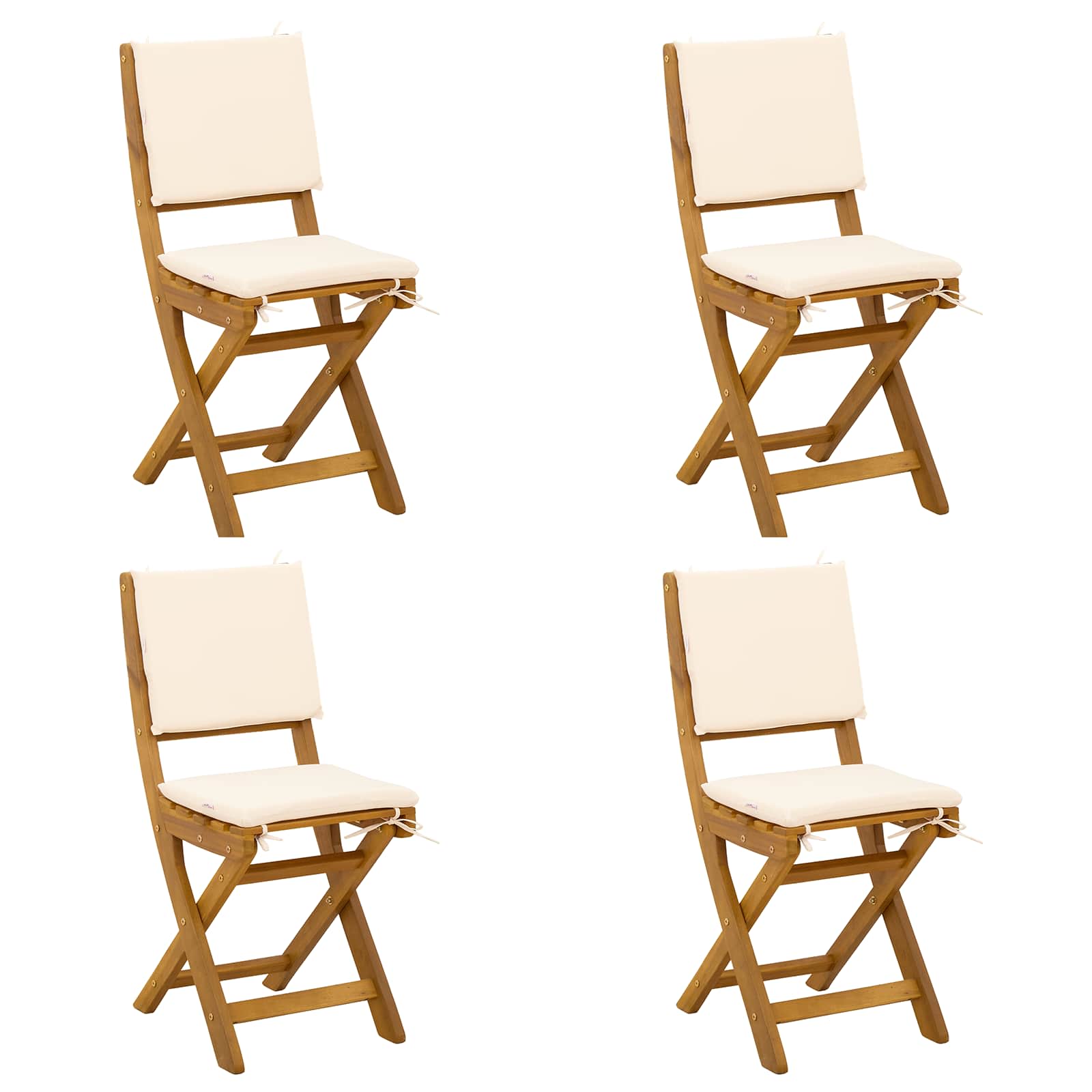 Kültéri bistro székek párnával 4 pcs krémfehér 38 x 46 x 85 cm
