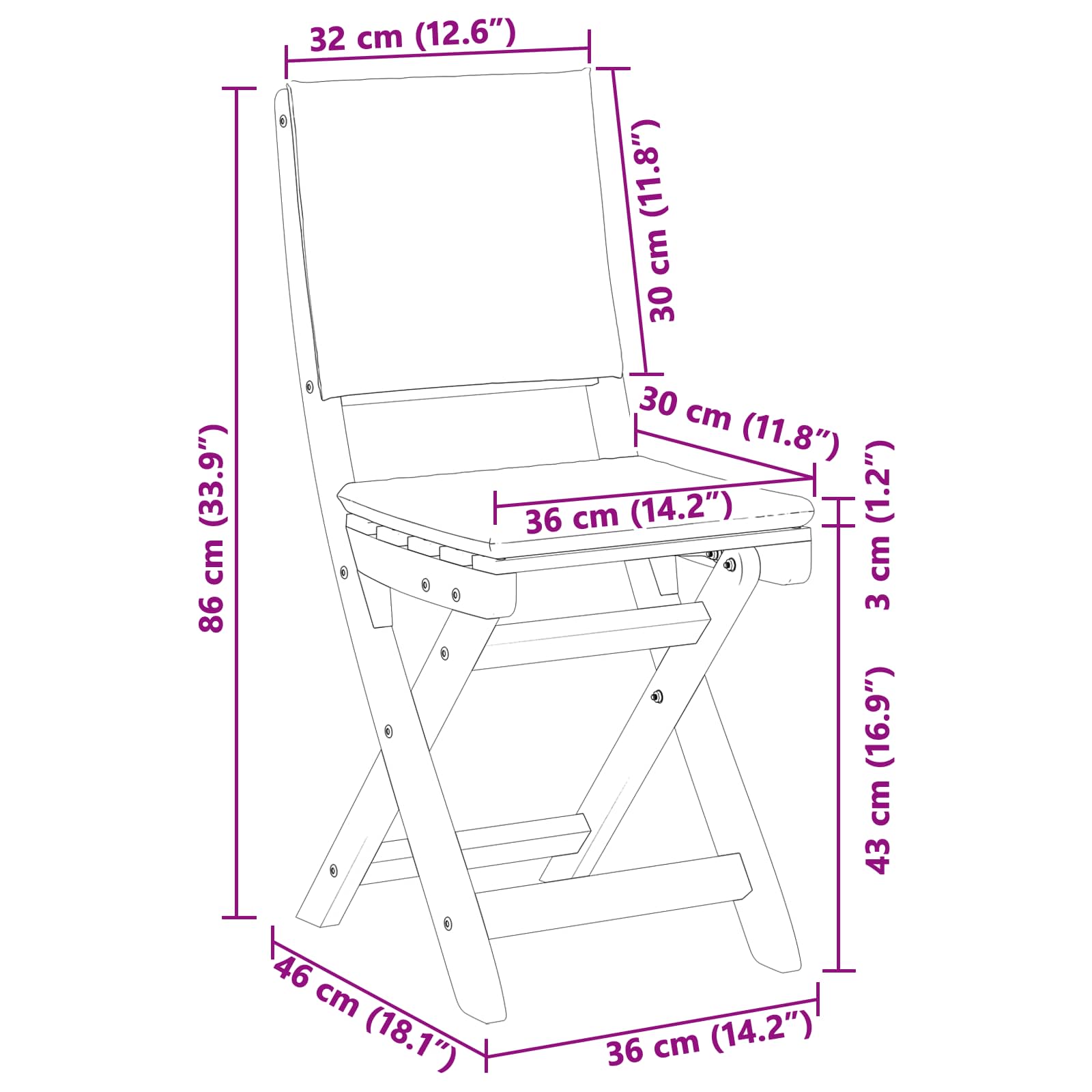Kültéri bistro székek párnával 4 pcs krémfehér 38 x 46 x 85 cm