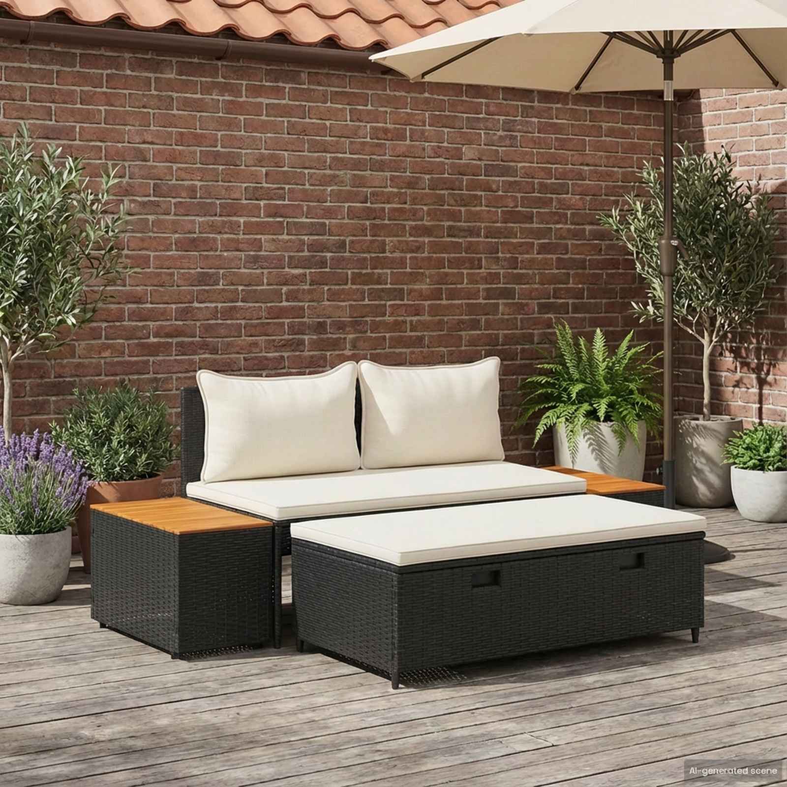 Kültéri kanapé szett 4 -seater 4 pcs 55 x 30 x 39 cm