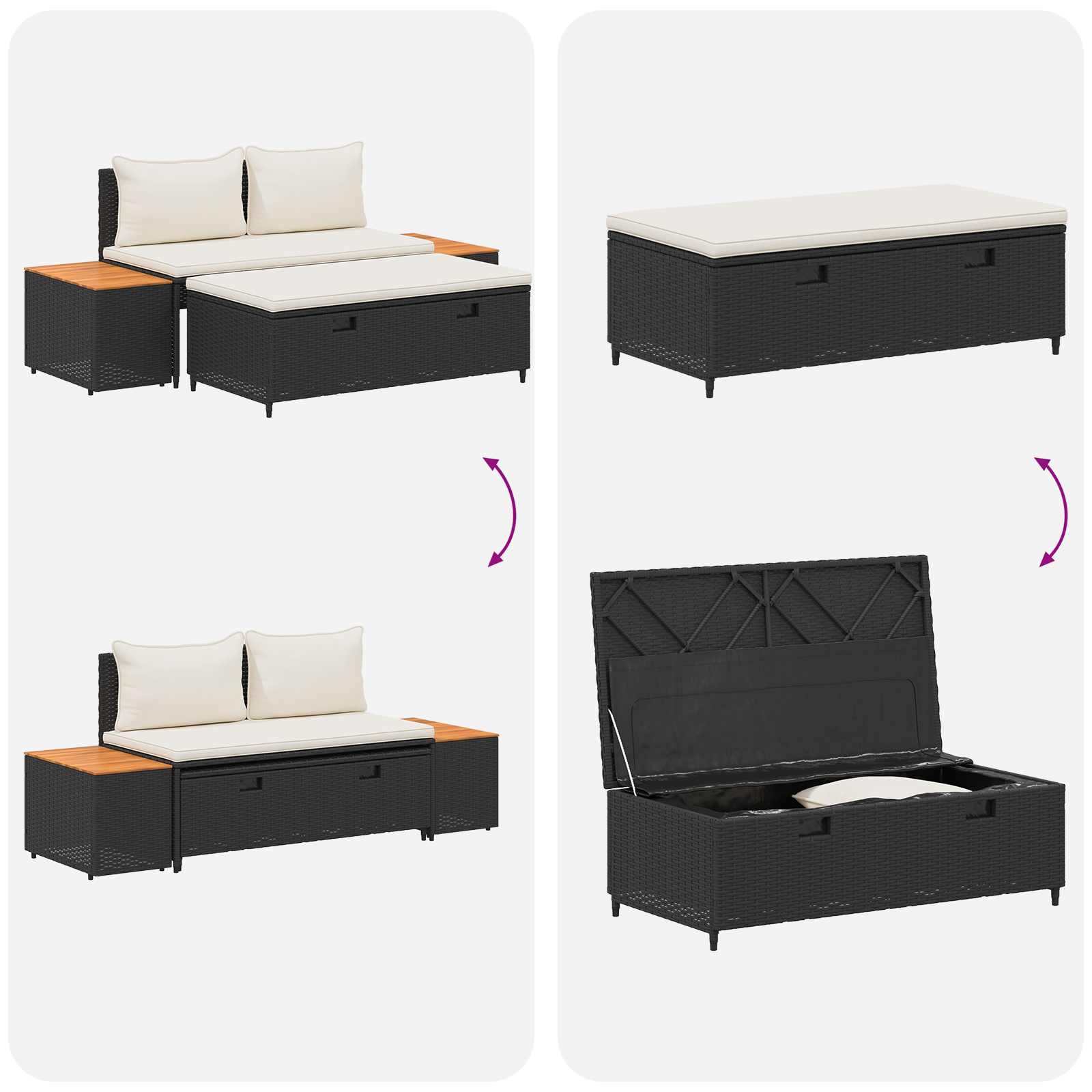 Kültéri kanapé szett 4 -seater 4 pcs 55 x 30 x 39 cm