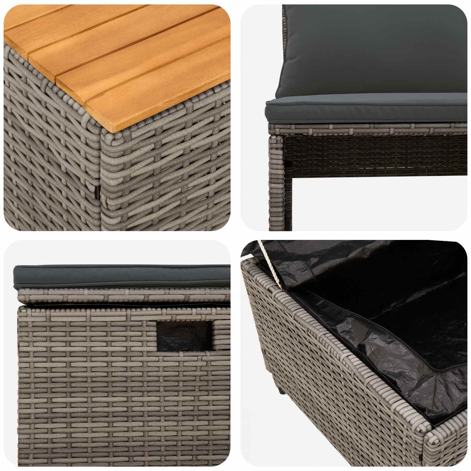 Kültéri kanapé szett 4 -seater 4 pcs 55 x 30 x 39 cm