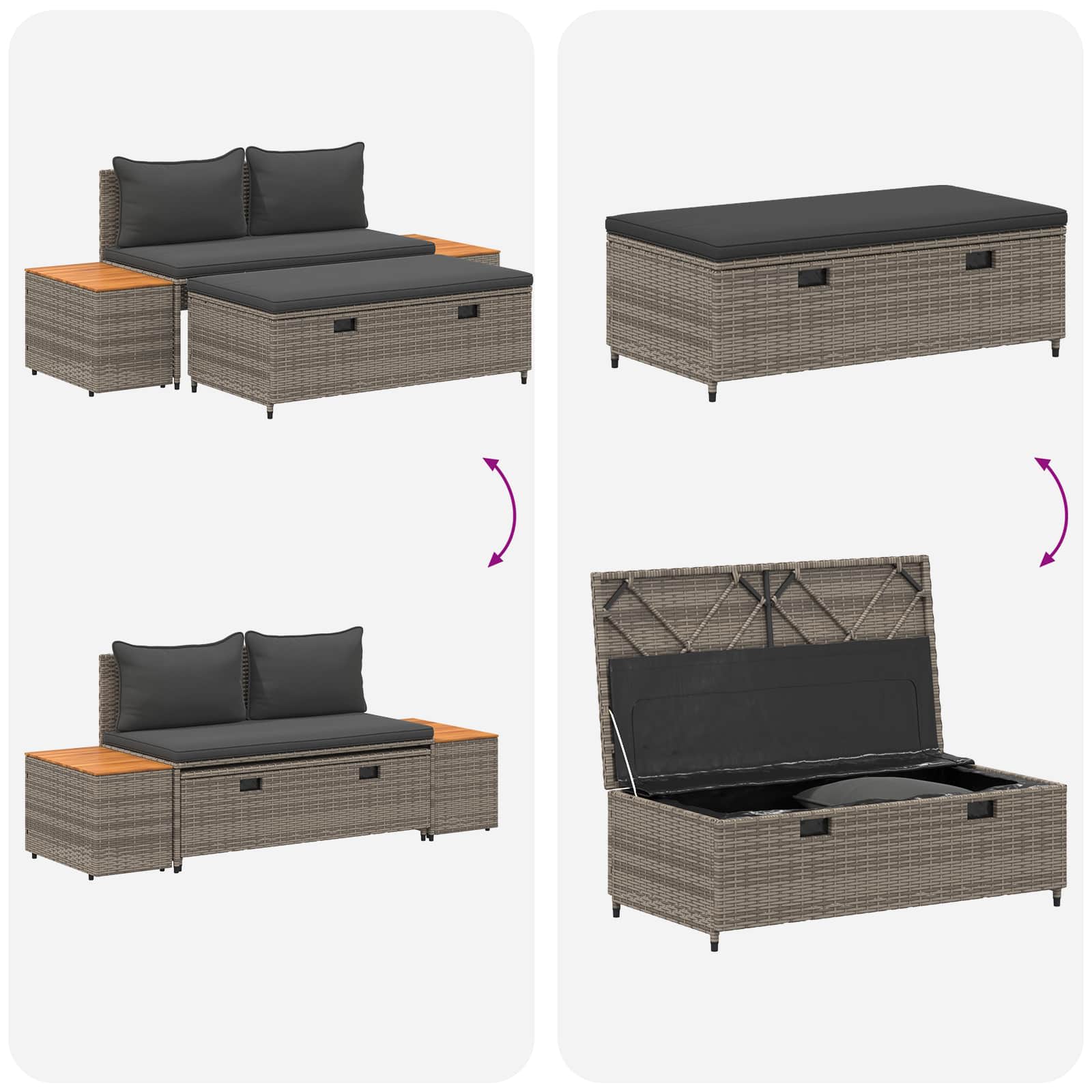Kültéri kanapé szett 4 -seater 4 pcs 55 x 30 x 39 cm