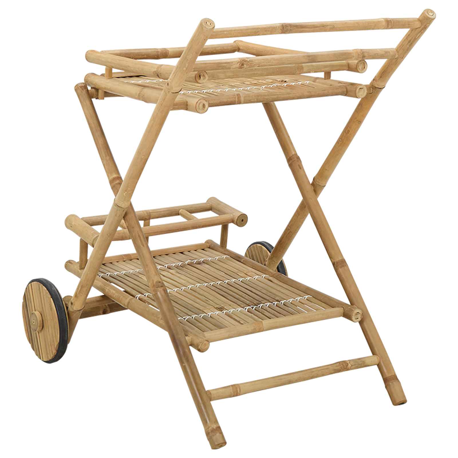 Kerekes teás kocsi természetes 79 x 67.5 x 84 cm bambusz
