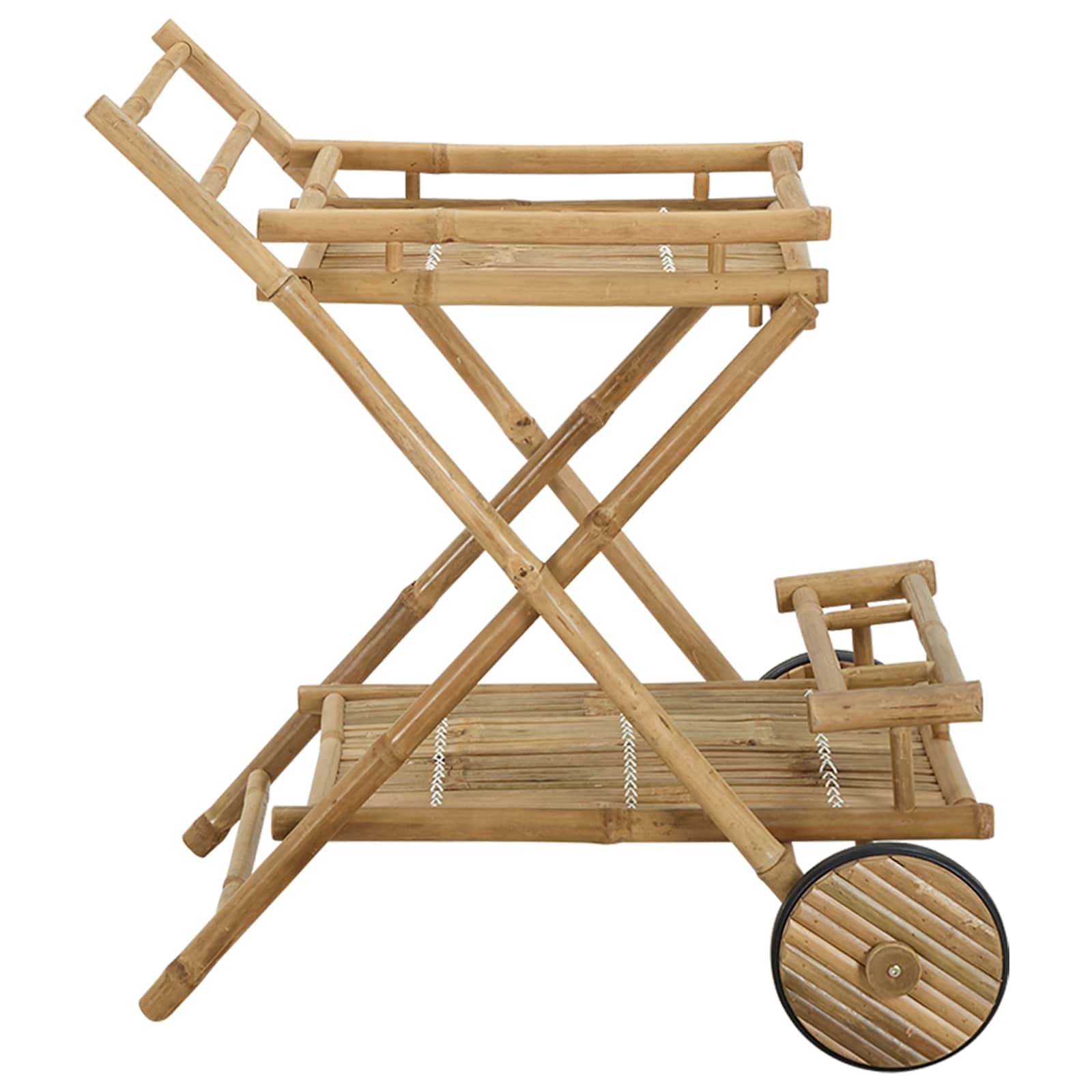 Kerekes teás kocsi természetes 79 x 67.5 x 84 cm bambusz