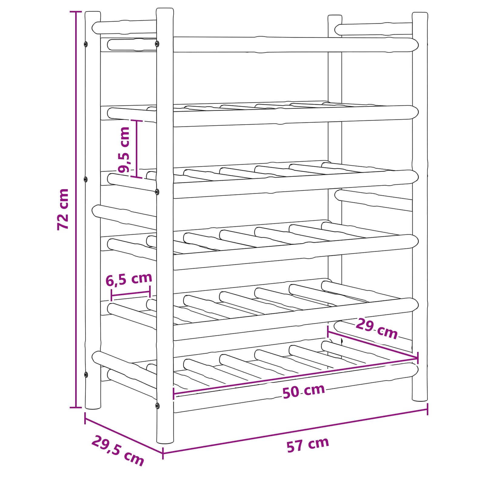 Borágas természetes 57 x 29,5 x 72 cm bambusz