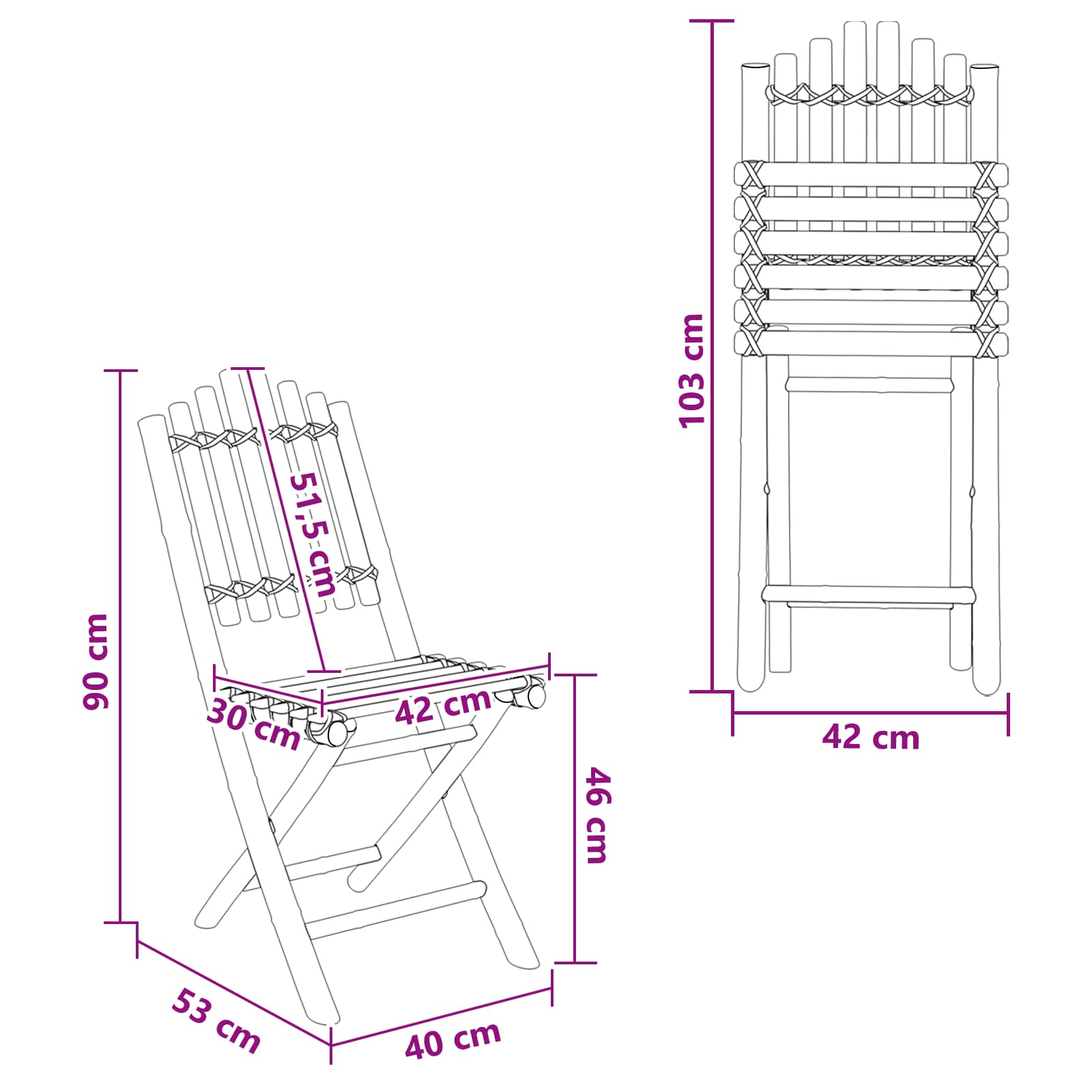 Kerti szék 4 pcs természetes bambusz