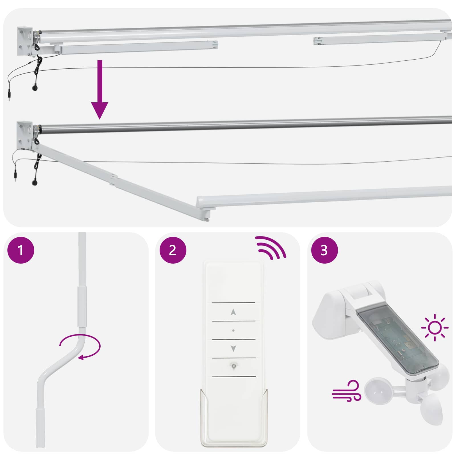 Elektromos kihúzható napellenző keret fehér 5 x 3 m alumínium